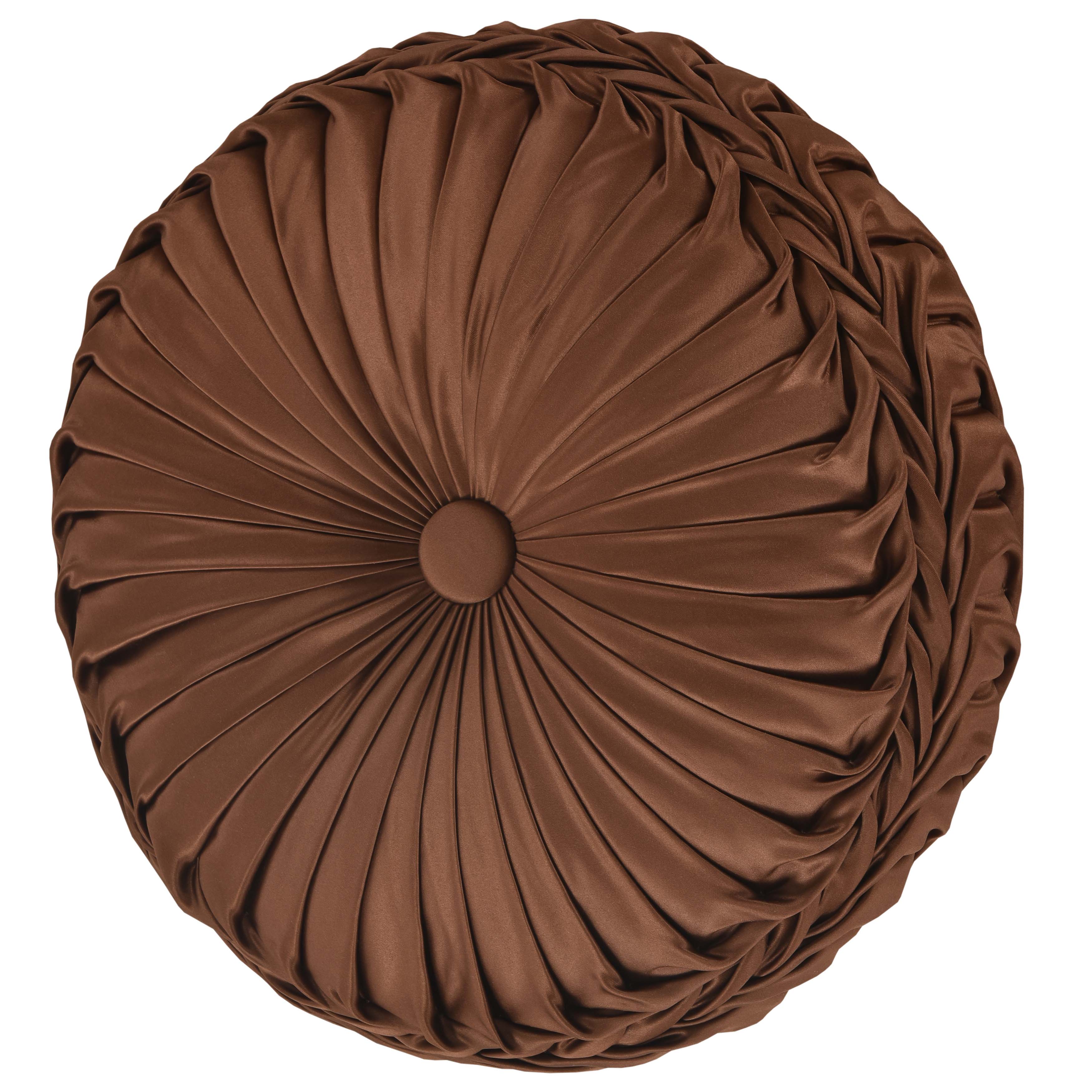 LaBoheme Copper Tufted Round Decorative Throw Pillow 15" x 15" Throw Pillows By J. Queen New York