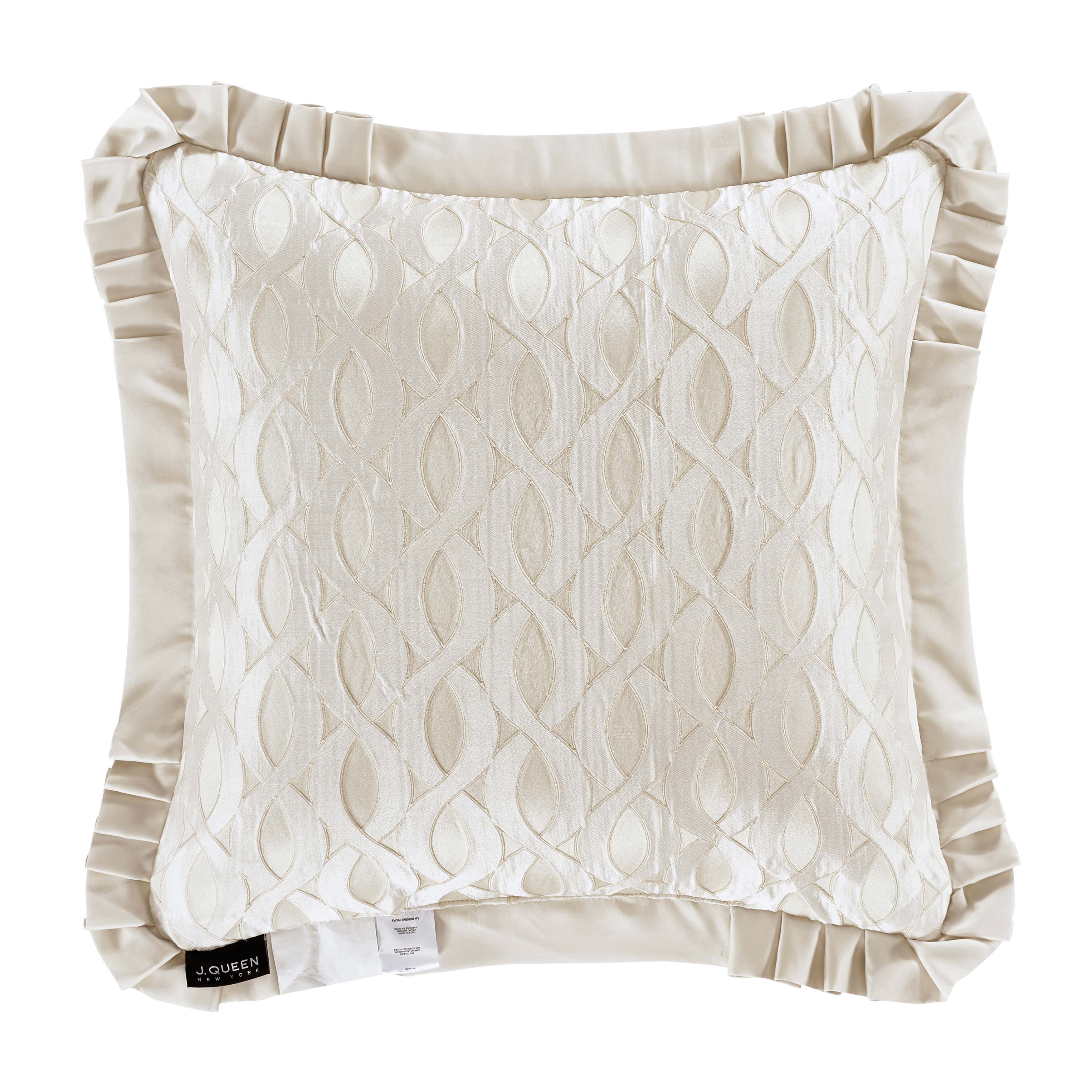 LaBoheme Ivory Embellished Square Decorative Throw Pillow 20" x 20" By J Queen Throw Pillows By J. Queen New York