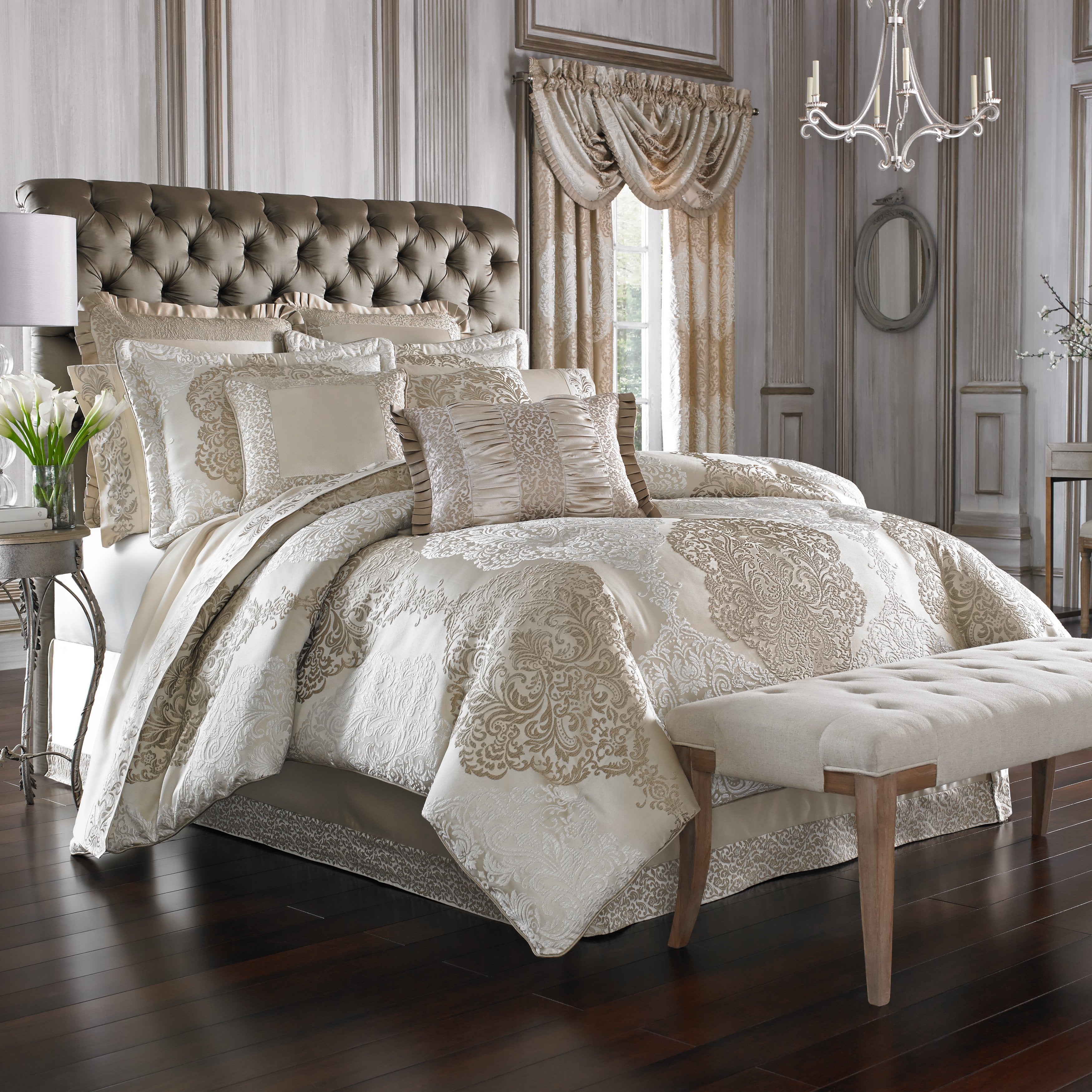 J Queen LaScala Gold 4-Piece Comforter Set in KING- Final Sale Comforter Sets By US Office - Latest-bedding