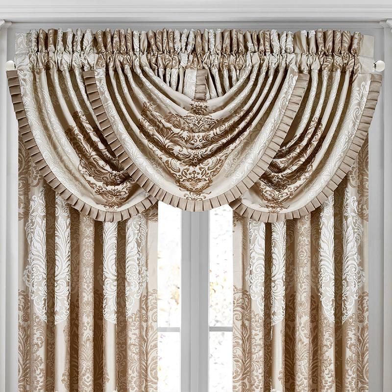 LaScala Gold Waterfall Window Valance By J Queen Window Valances By J. Queen New York