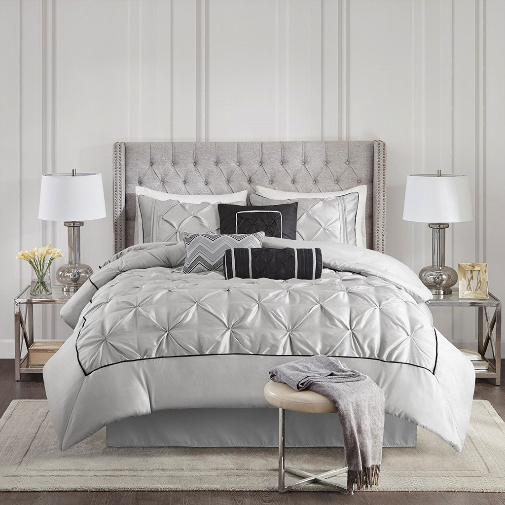 Laurel Grey 7-Piece Comforter Set Comforter Sets By JLA HOME/Olliix (E & E Co., Ltd)