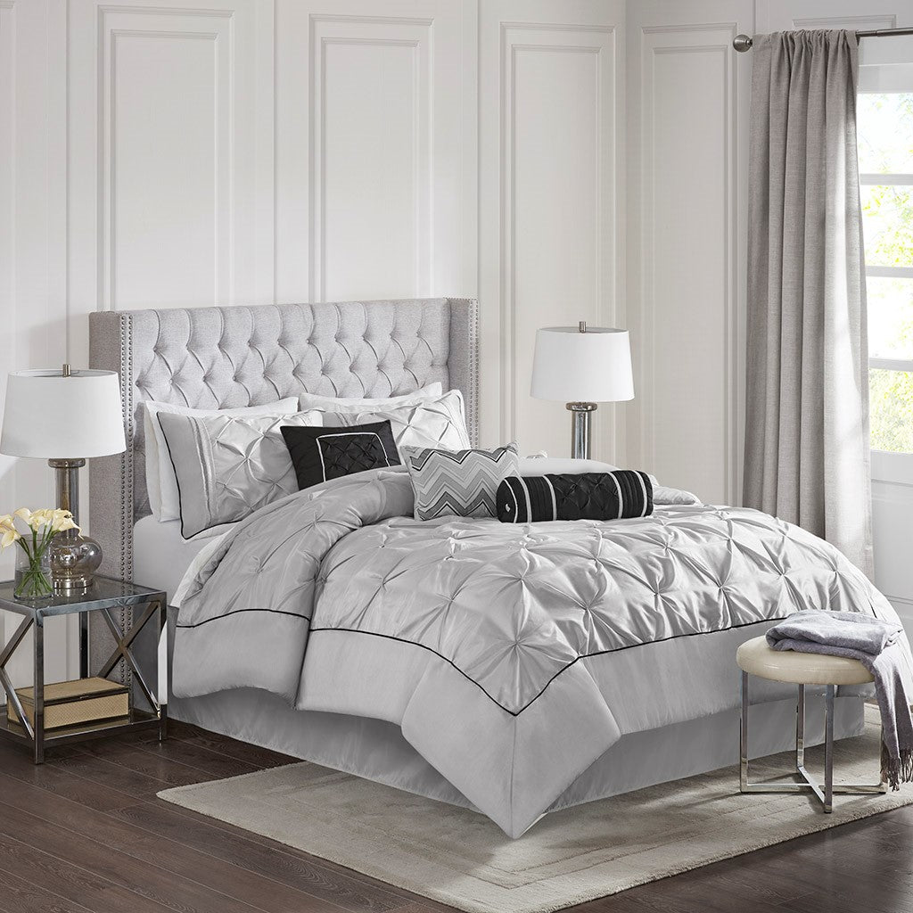 Laurel Grey 7-Piece Comforter Set Comforter Sets By JLA HOME/Olliix (E & E Co., Ltd)