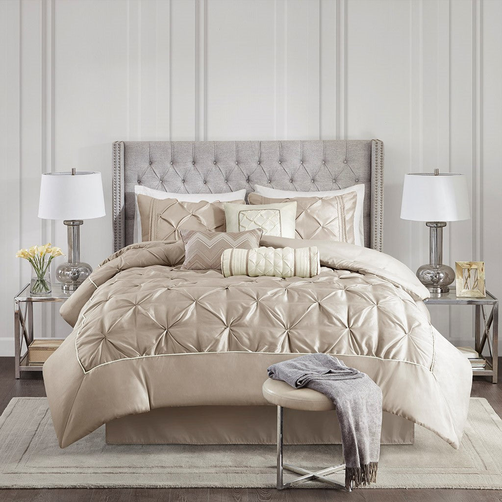 Laurel Taupe 7-Piece Comforter Set Comforter Sets By JLA HOME/Olliix (E & E Co., Ltd)
