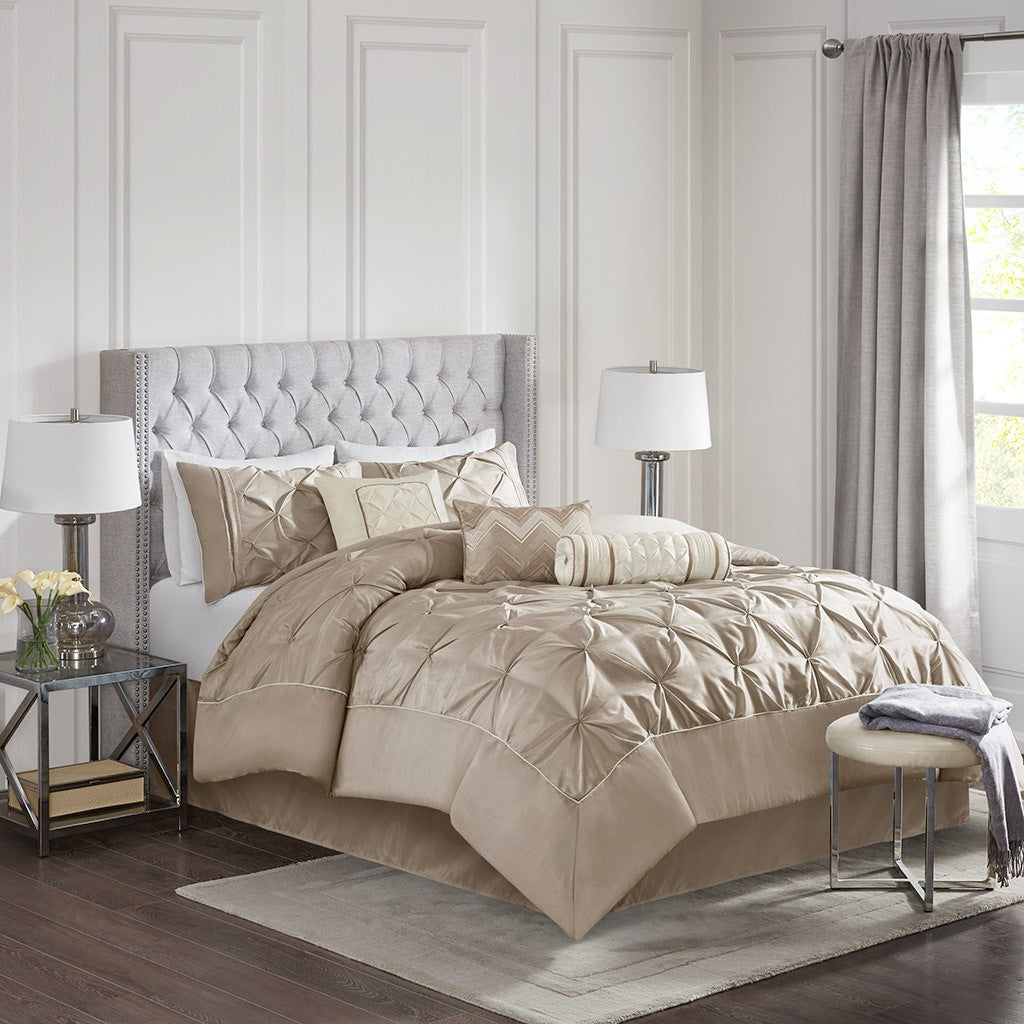Laurel Taupe 7-Piece Comforter Set Comforter Sets By JLA HOME/Olliix (E & E Co., Ltd)