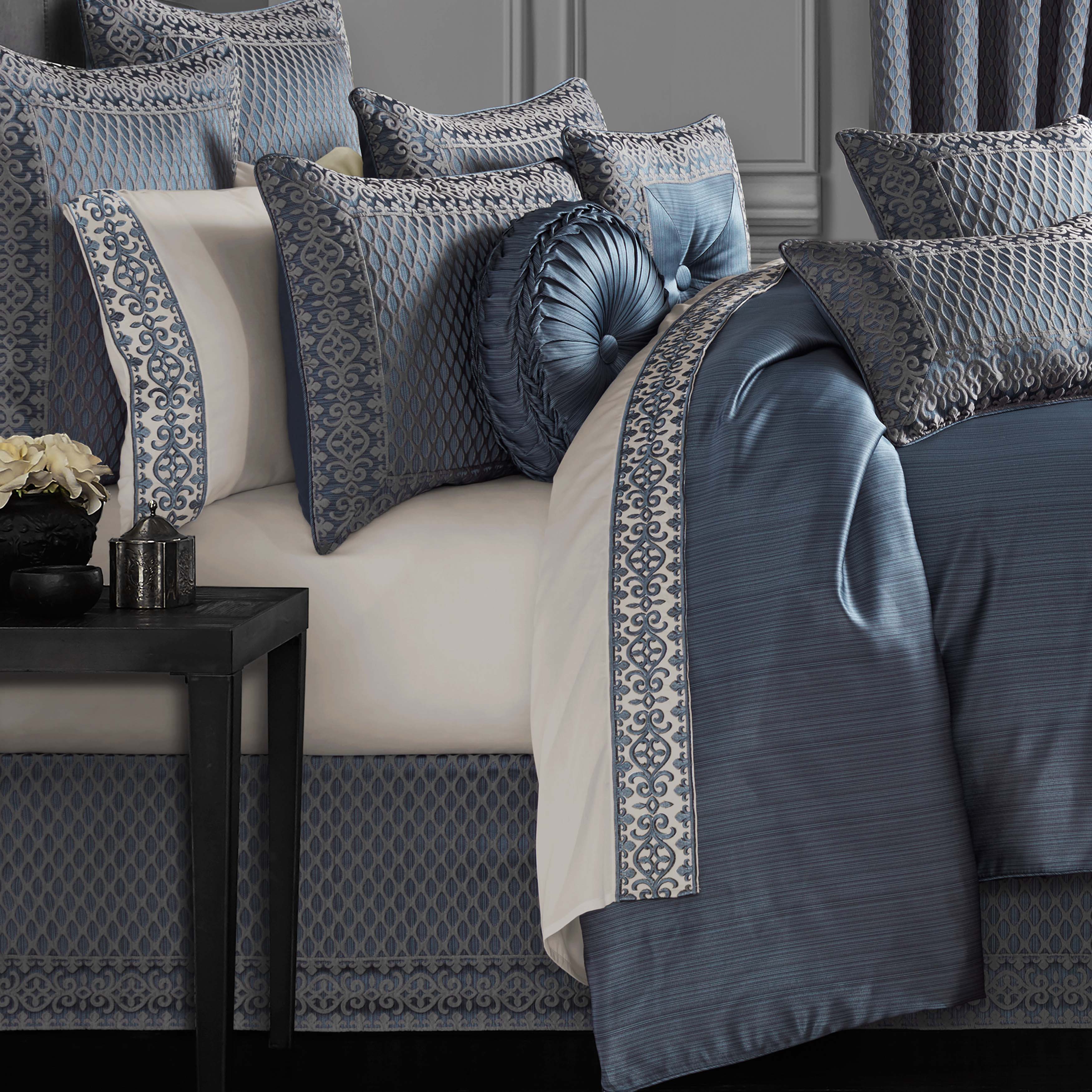 Leah Blue 4-Piece Comforter Set Comforter Sets By J. Queen New York