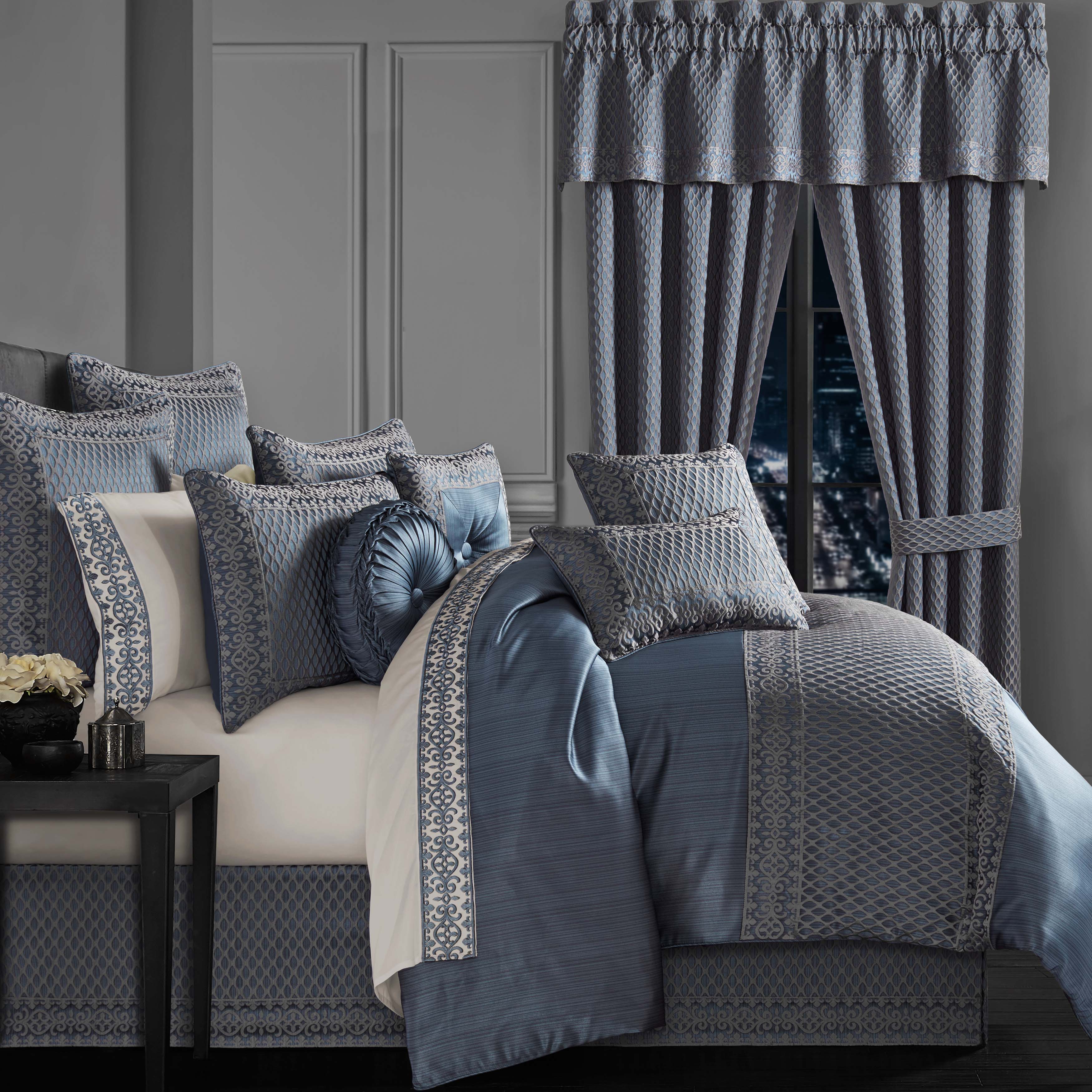 Leah Blue 4-Piece Comforter Set Comforter Sets By J. Queen New York