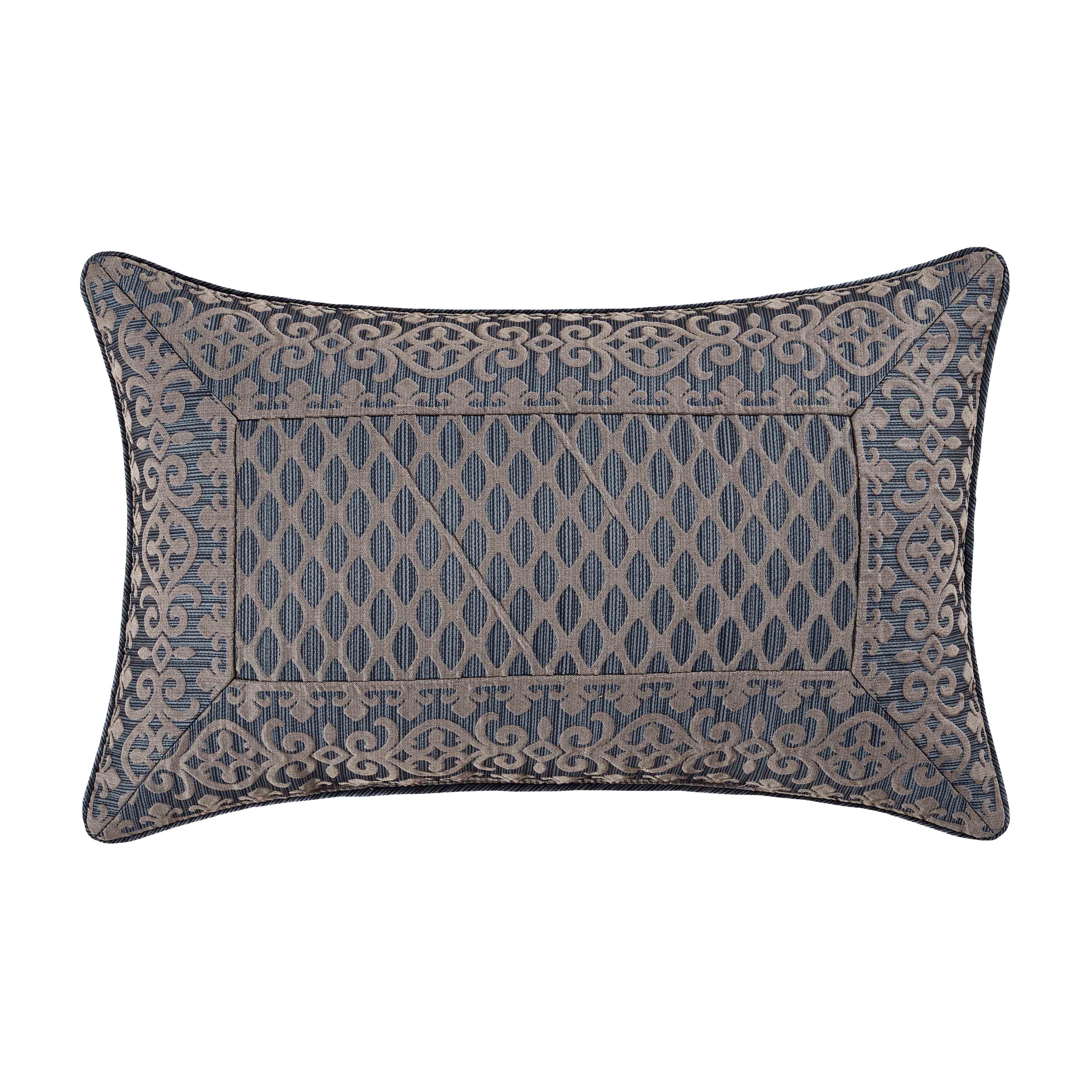 Leah Blue Boudoir Decorative Throw Pillow 21" x 13" Throw Pillows By J. Queen New York