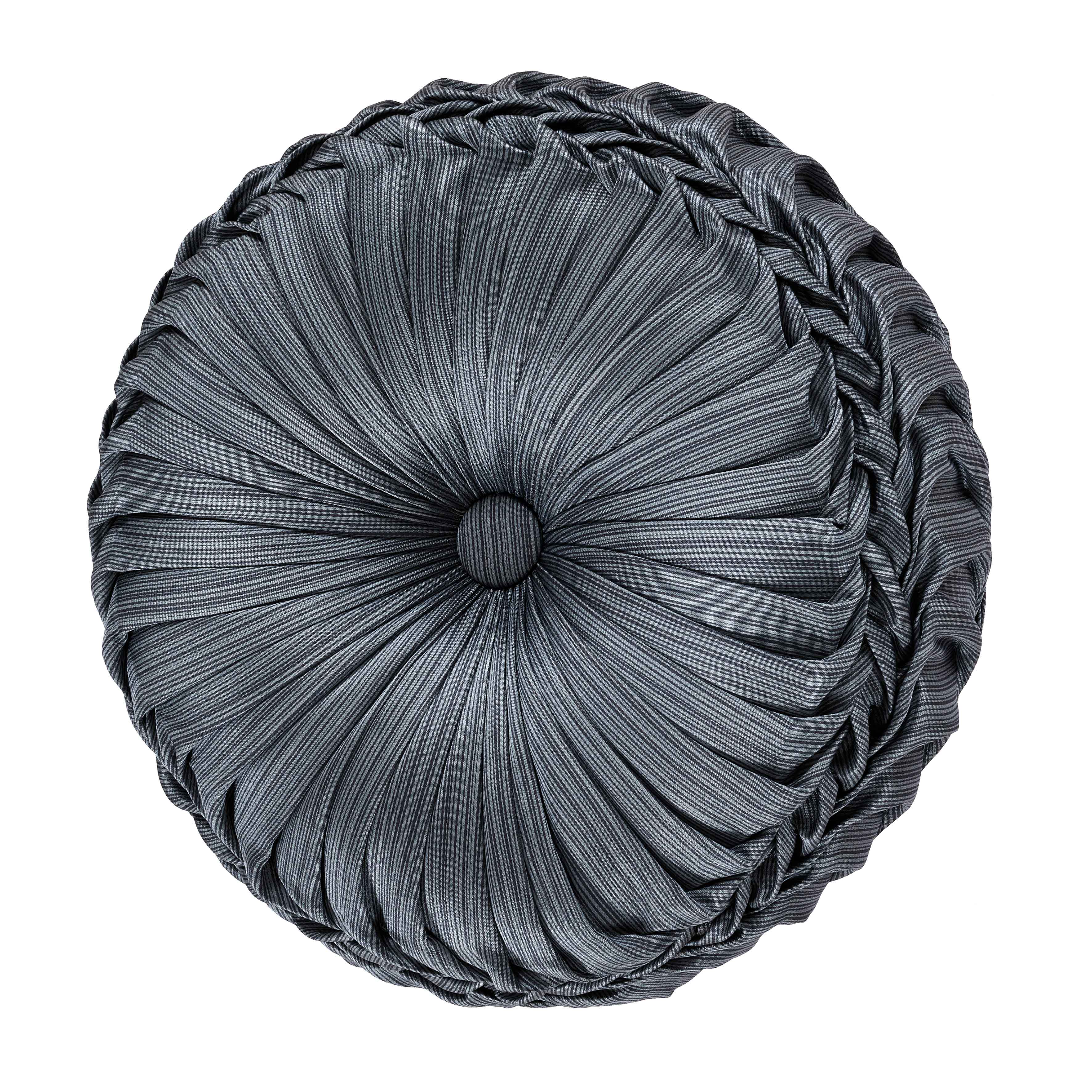 Leah Blue Tufted Round Decorative Throw Pillow 15" x 15" Throw Pillows By J. Queen New York