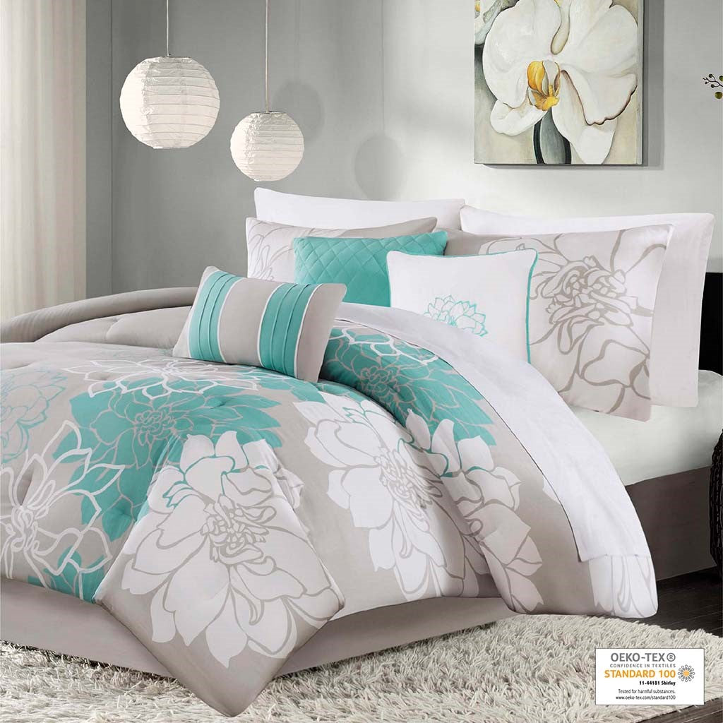 Lola Aqua 7-Piece Comforter Set Comforter Sets By JLA HOME/Olliix (E & E Co., Ltd)