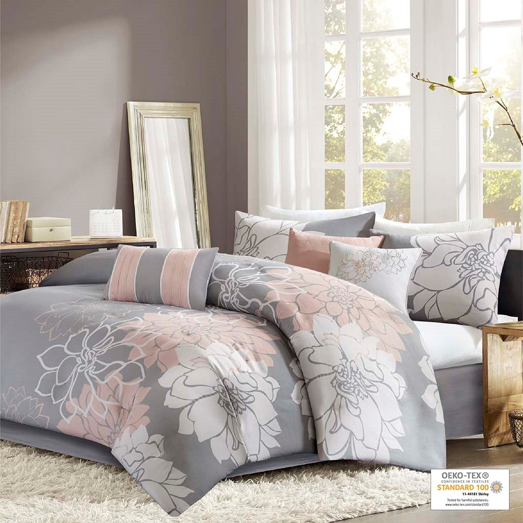 Lila Grey/Blush 7-Piece Comforter Set Comforter Sets By JLA HOME/Olliix (E & E Co., Ltd)