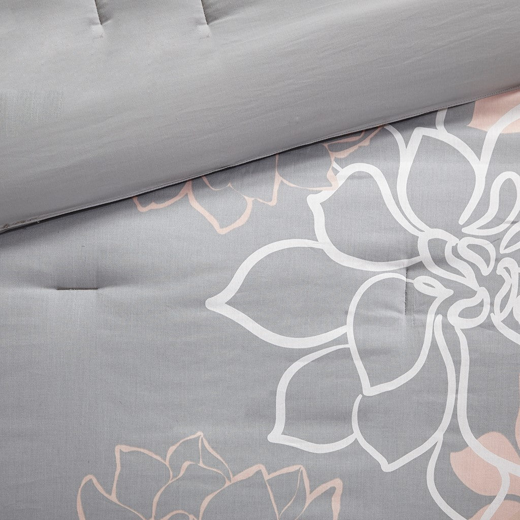 Lila Grey/Blush 7-Piece Comforter Set Comforter Sets By JLA HOME/Olliix (E & E Co., Ltd)