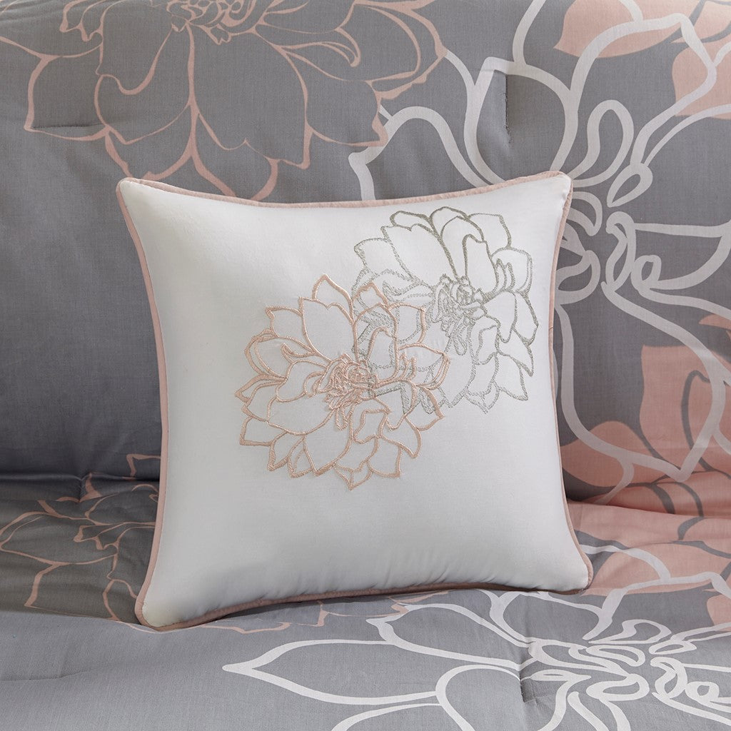 Lila Grey/Blush 7-Piece Comforter Set Comforter Sets By JLA HOME/Olliix (E & E Co., Ltd)