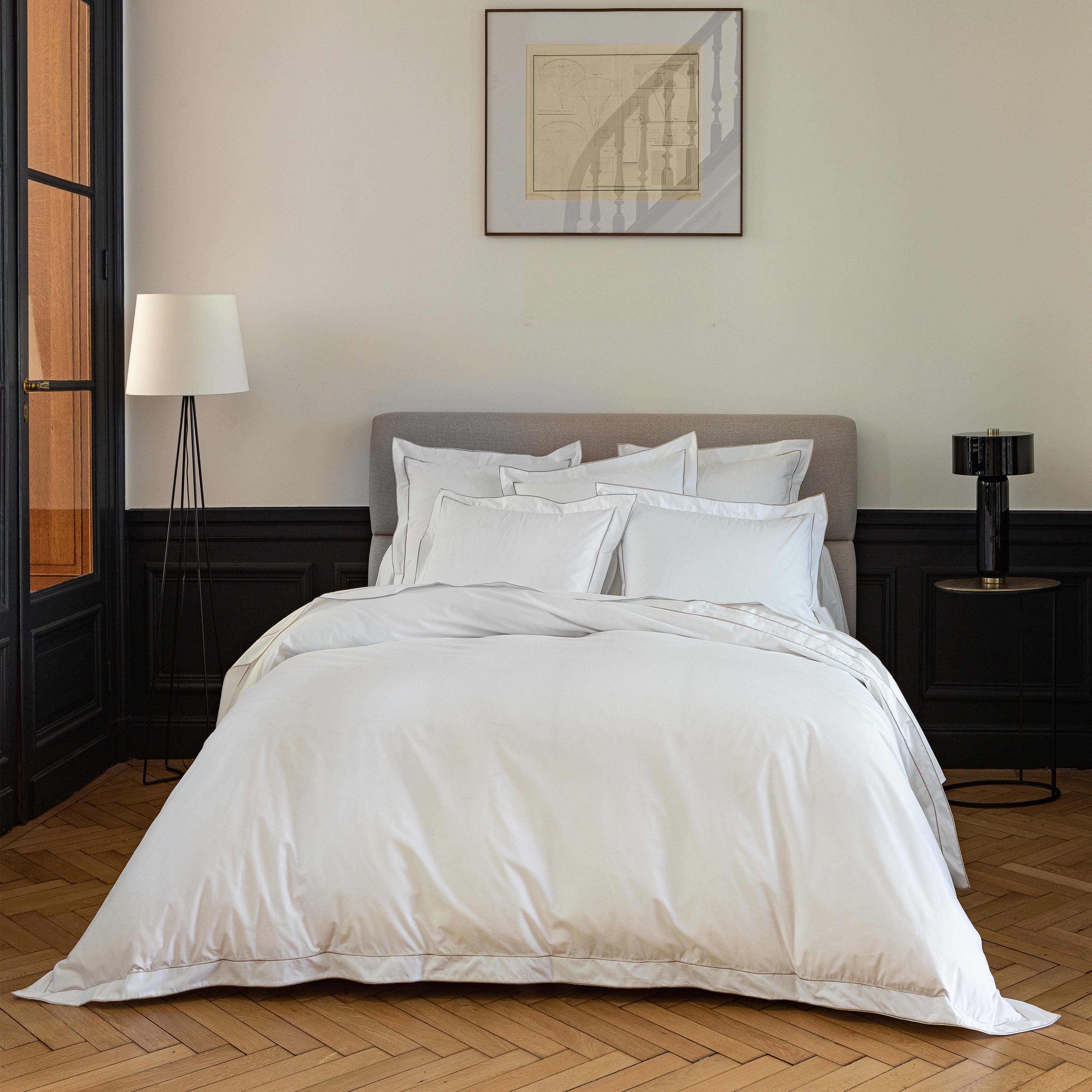 Louvre Blanc/Sable Duvet Cover Duvet Covers By Anne de Solène