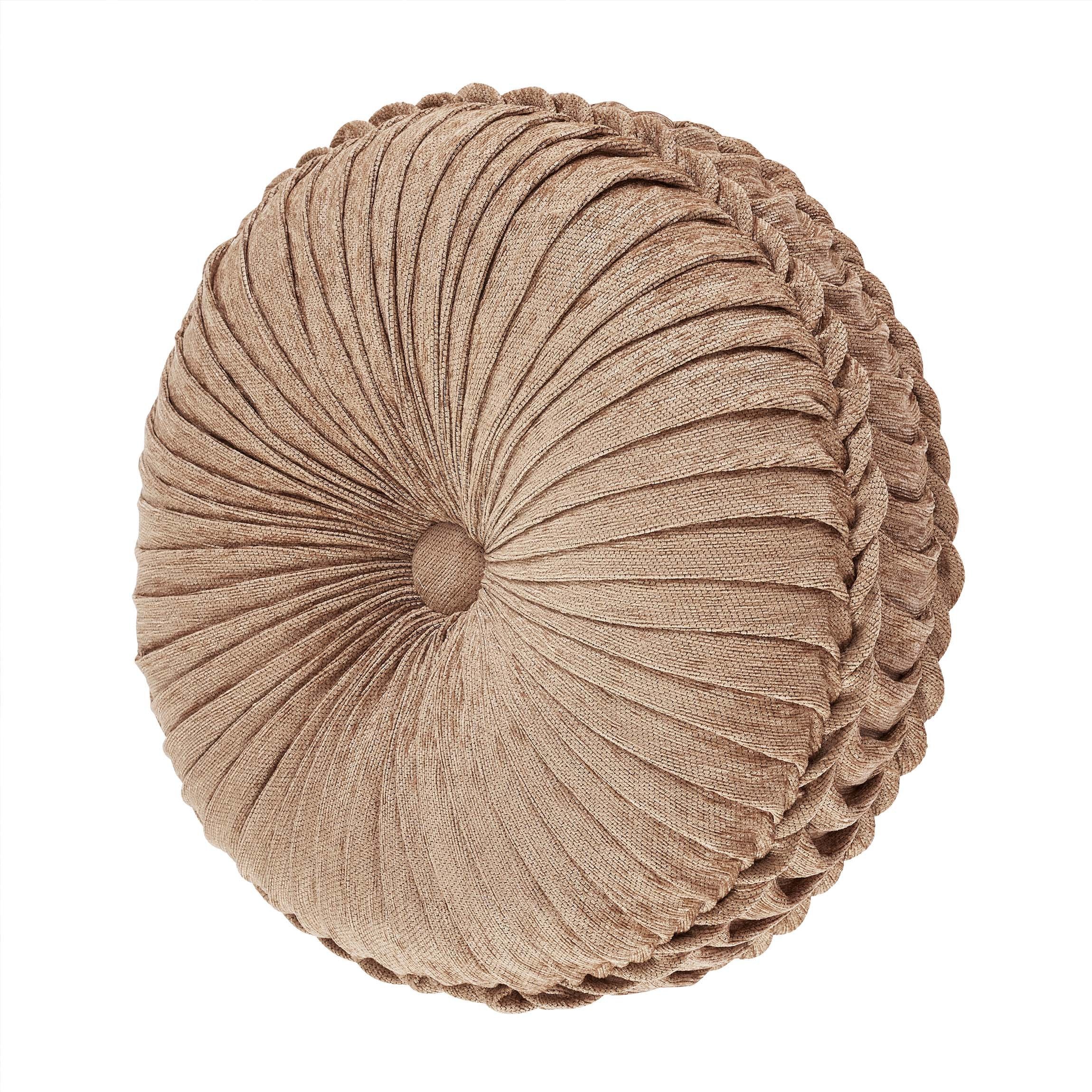 Luciana Beige Round Decorative Throw Pillow 15" X 15" By J Queen Throw Pillows By J. Queen New York