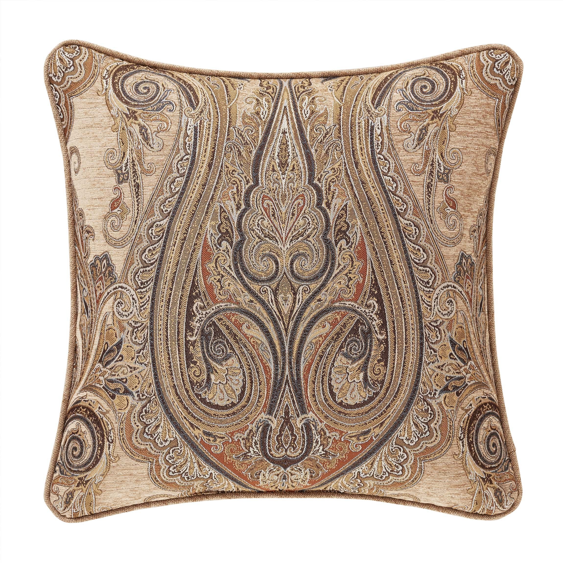 Luciana Beige Decorative Throw Pillow 20" x 20" By J Queen Throw Pillows By J. Queen New York