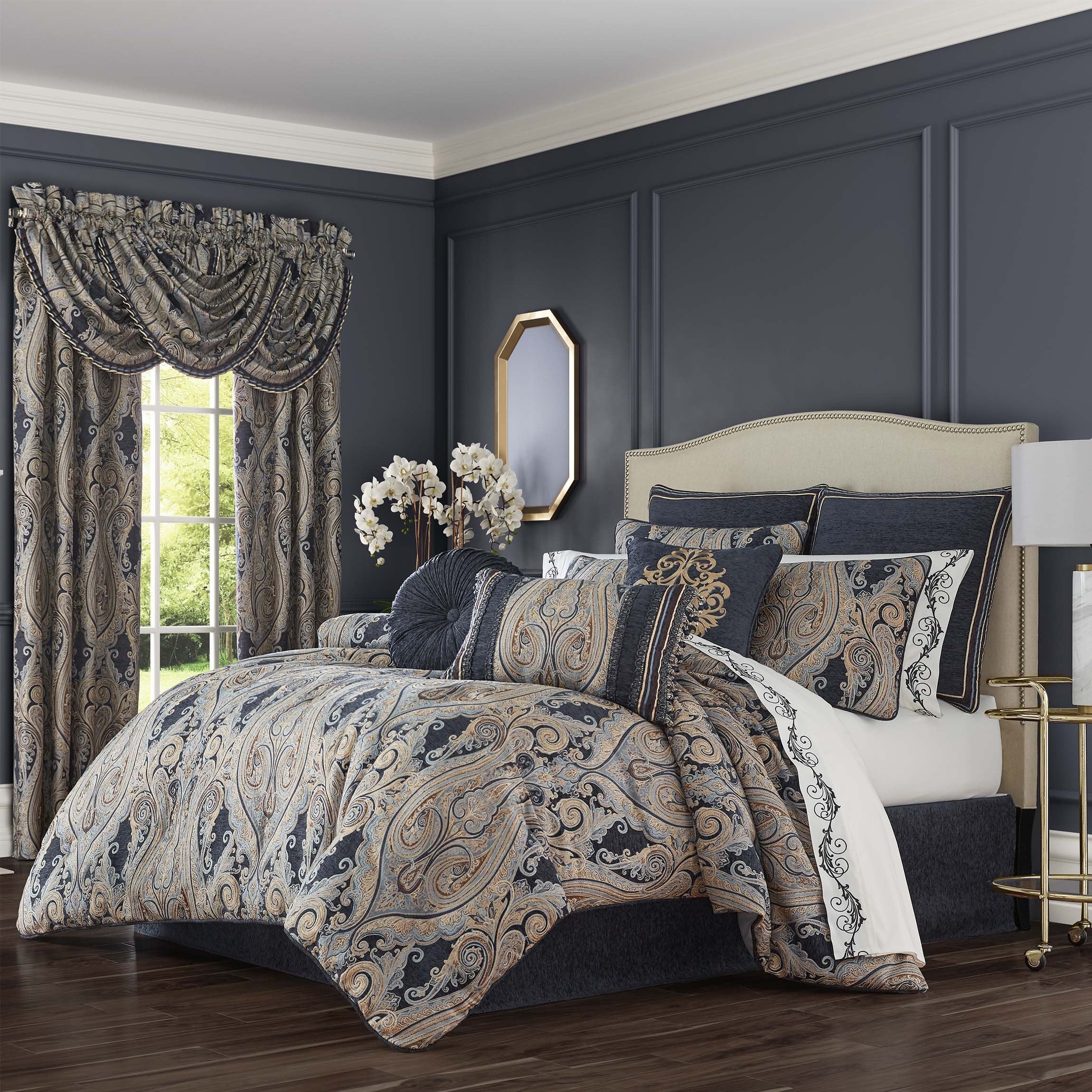 J Queen Luciana Indigo 4-Piece Comforter Set in Queen- Final Sale Comforter Sets By US Office - Latest-bedding