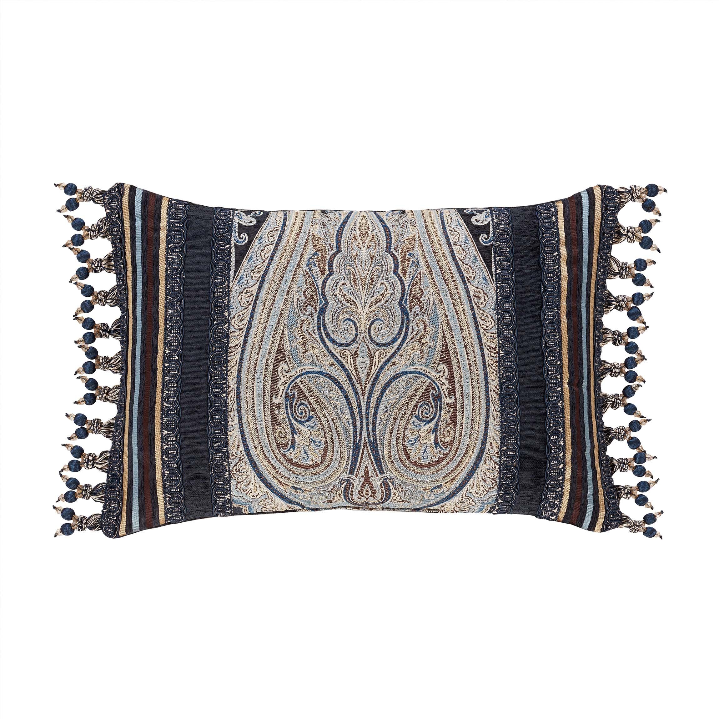 Luciana Indigo Boudoir Decorative Throw Pillow 23" x 15" By J Queen Throw Pillows By J. Queen New York