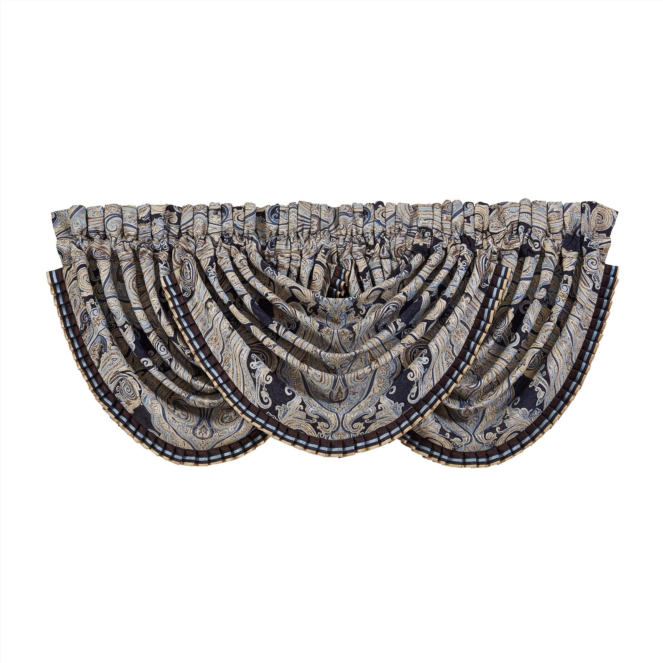 Luciana Indigo Window Valance By J Queen Window Valances By J. Queen New York