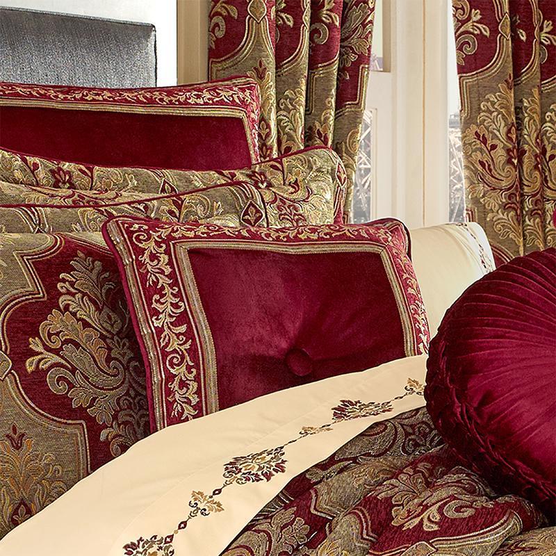 Maribella Crimson Square Decorative Throw Pillow By J Queen Throw Pillows By J. Queen New York