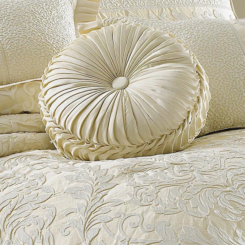 Marquis Ivory Tufted Round Decorative Throw Pillow By J Queen Throw Pillows By J. Queen New York