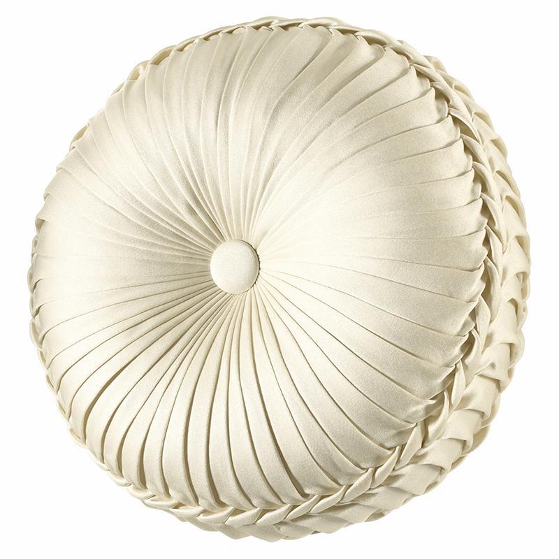 Marquis Ivory Tufted Round Decorative Throw Pillow By J Queen Throw Pillows By J. Queen New York