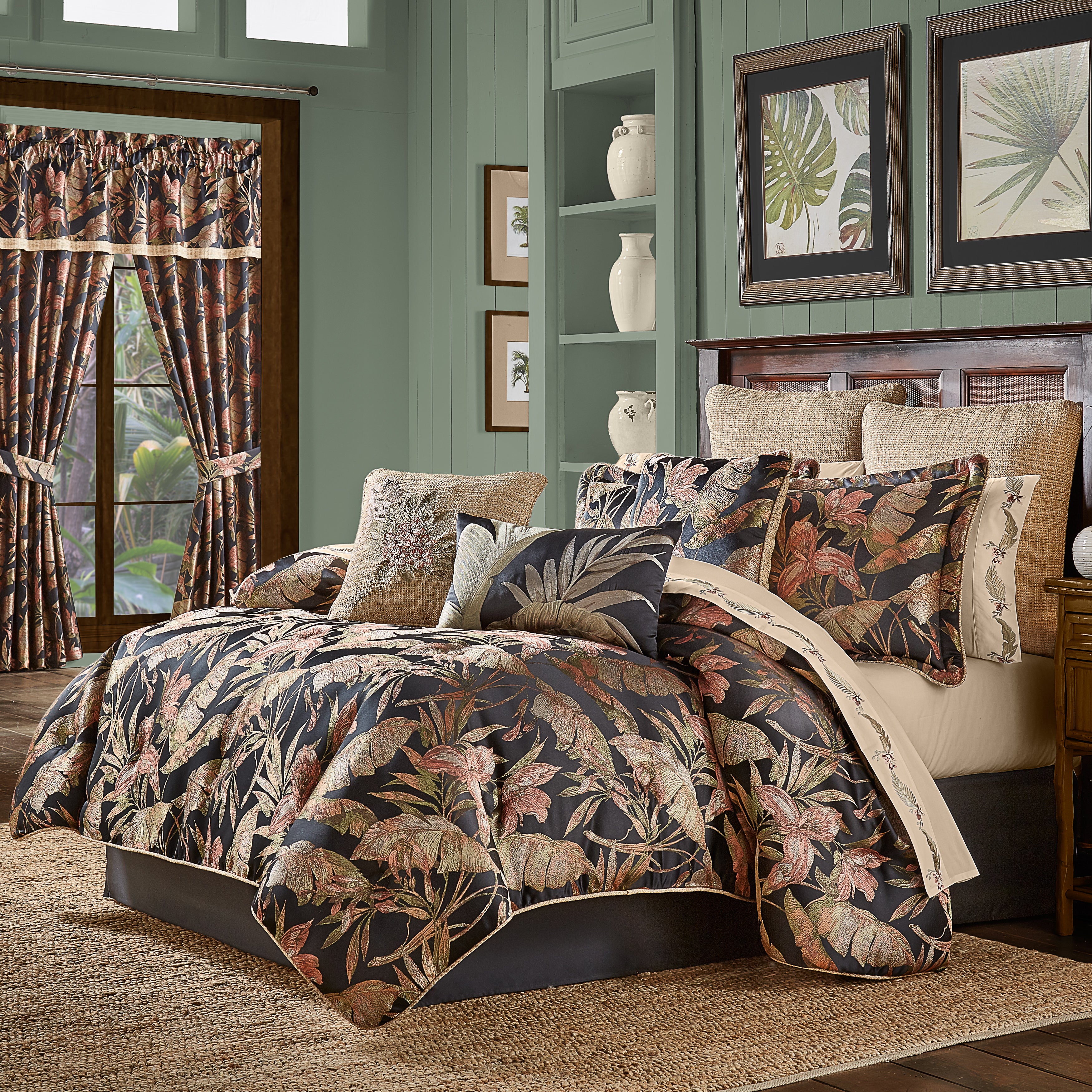 J Queen Martinique Black 4-Piece Comforter Set in King-Final Sale Comforter Sets By US Office - Latest-bedding