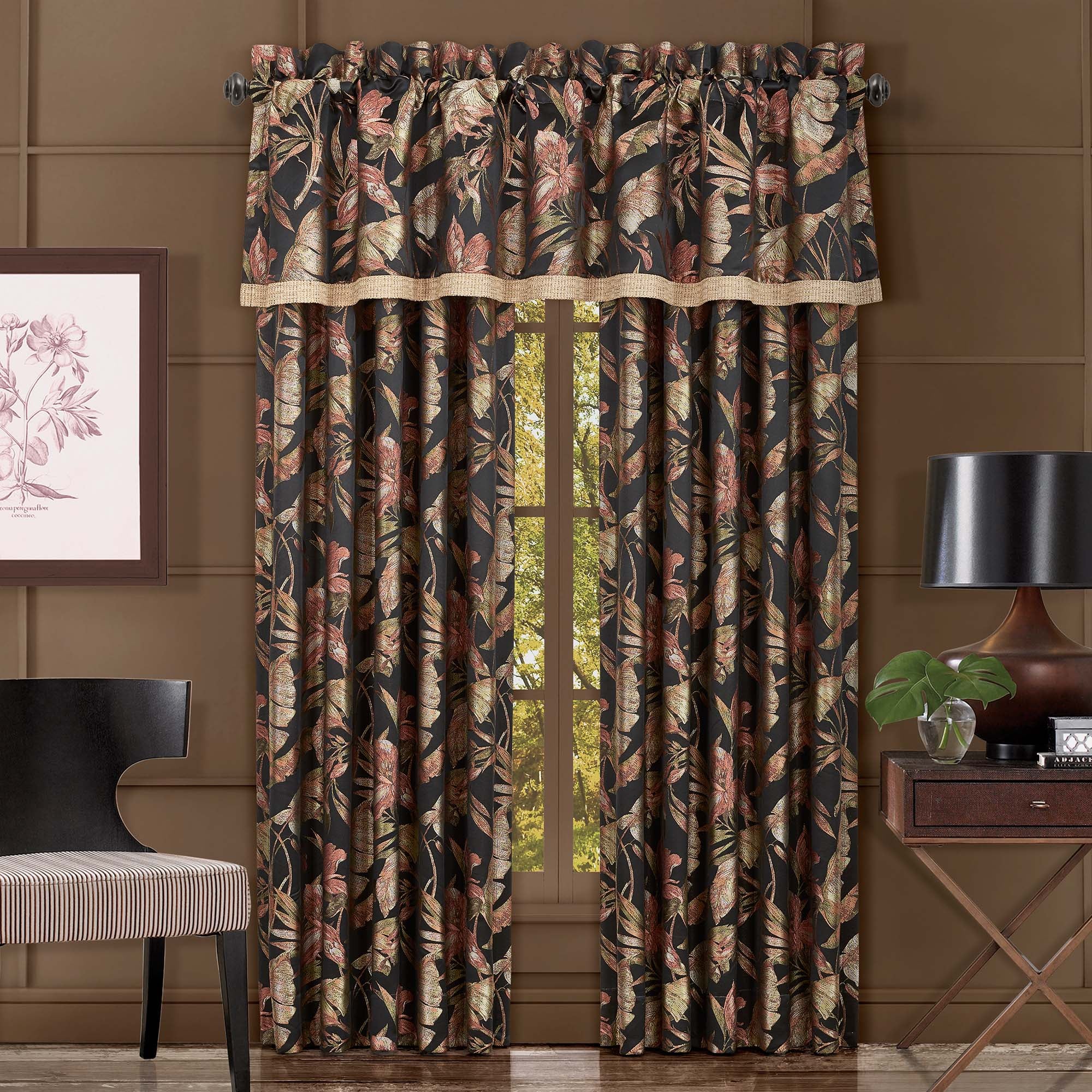 J Queen Martinique Black Window Panel Pair (Set of 2) -Final Sale Window Panels By US Office - Latest-bedding