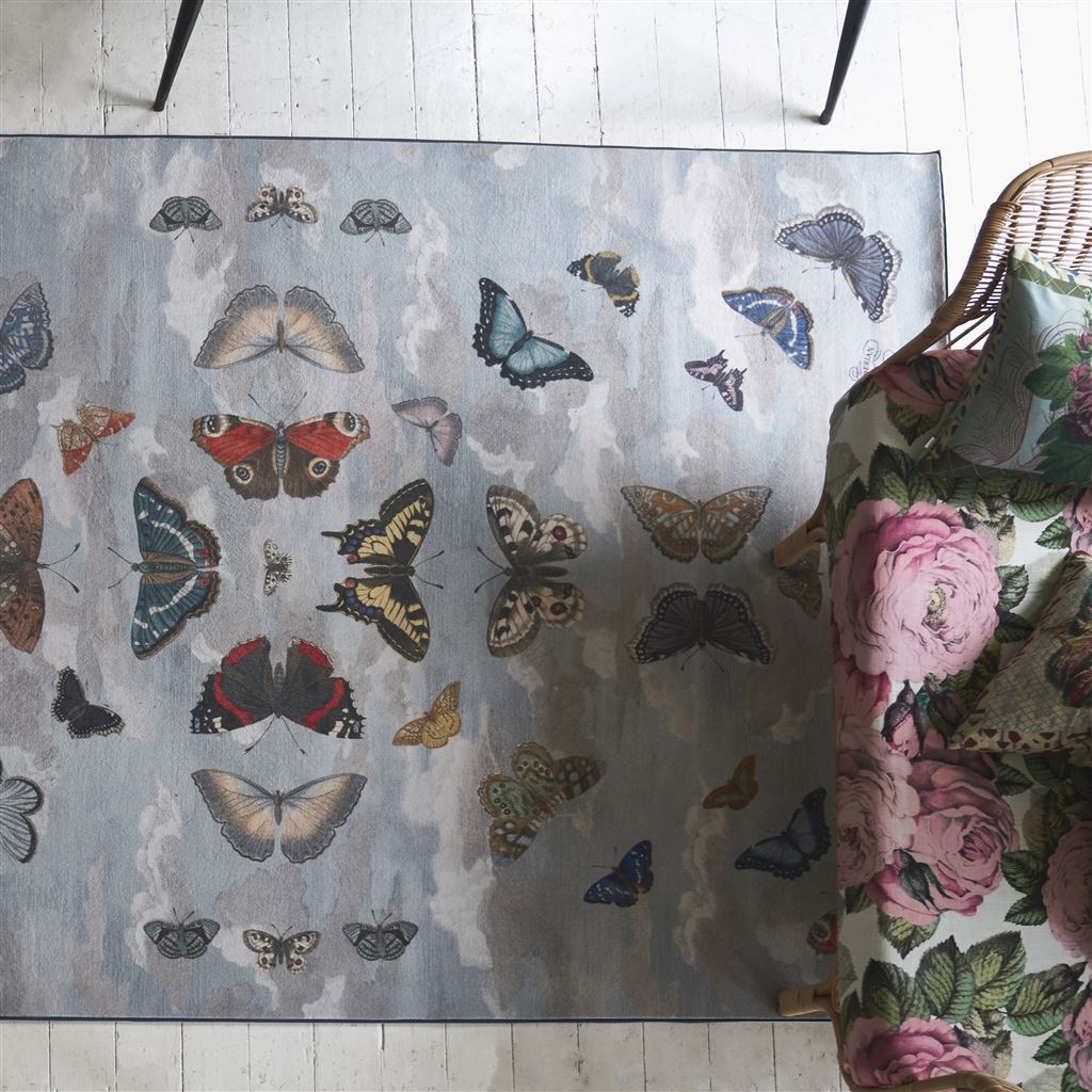 Mirrored Butterflies Sky Floor Rug Rug By Designers Guild