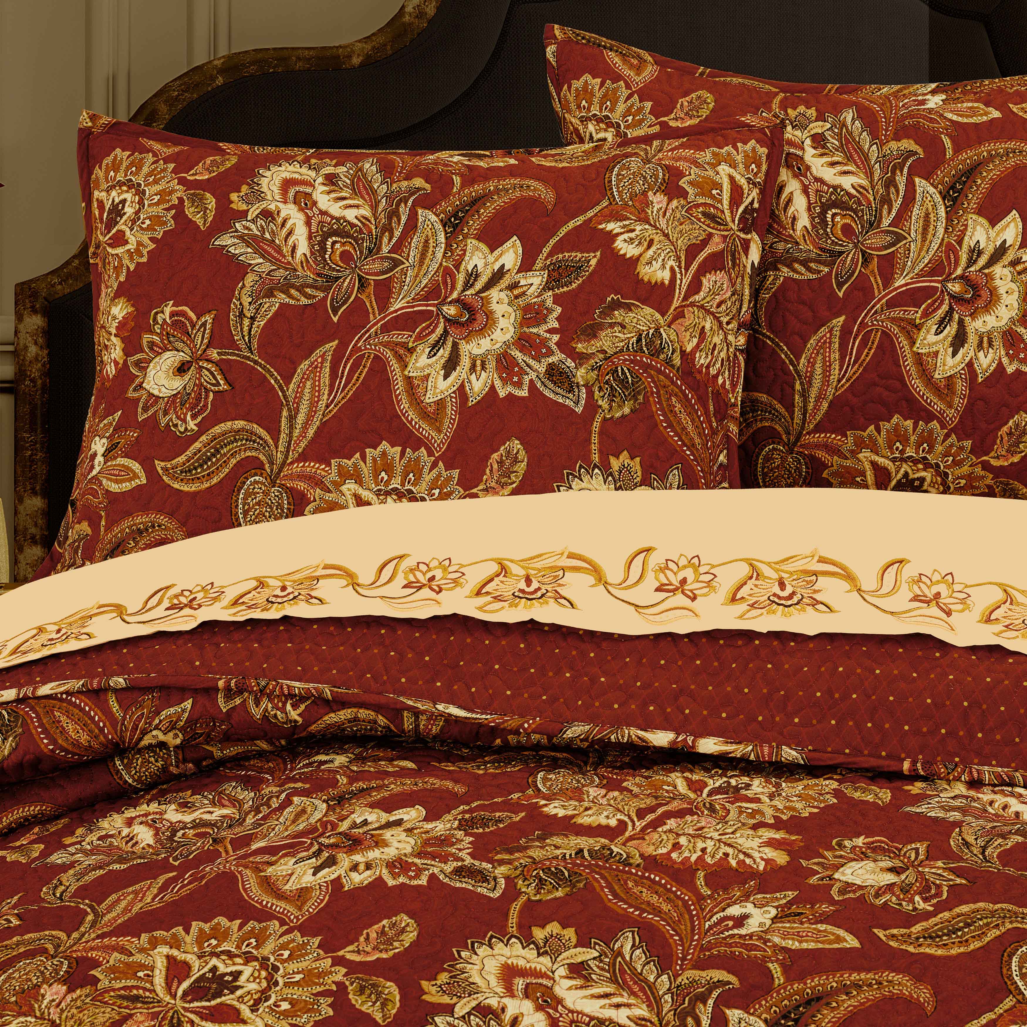 Montecito Red 3-Piece Quilt Set Quilt Sets By J. Queen New York