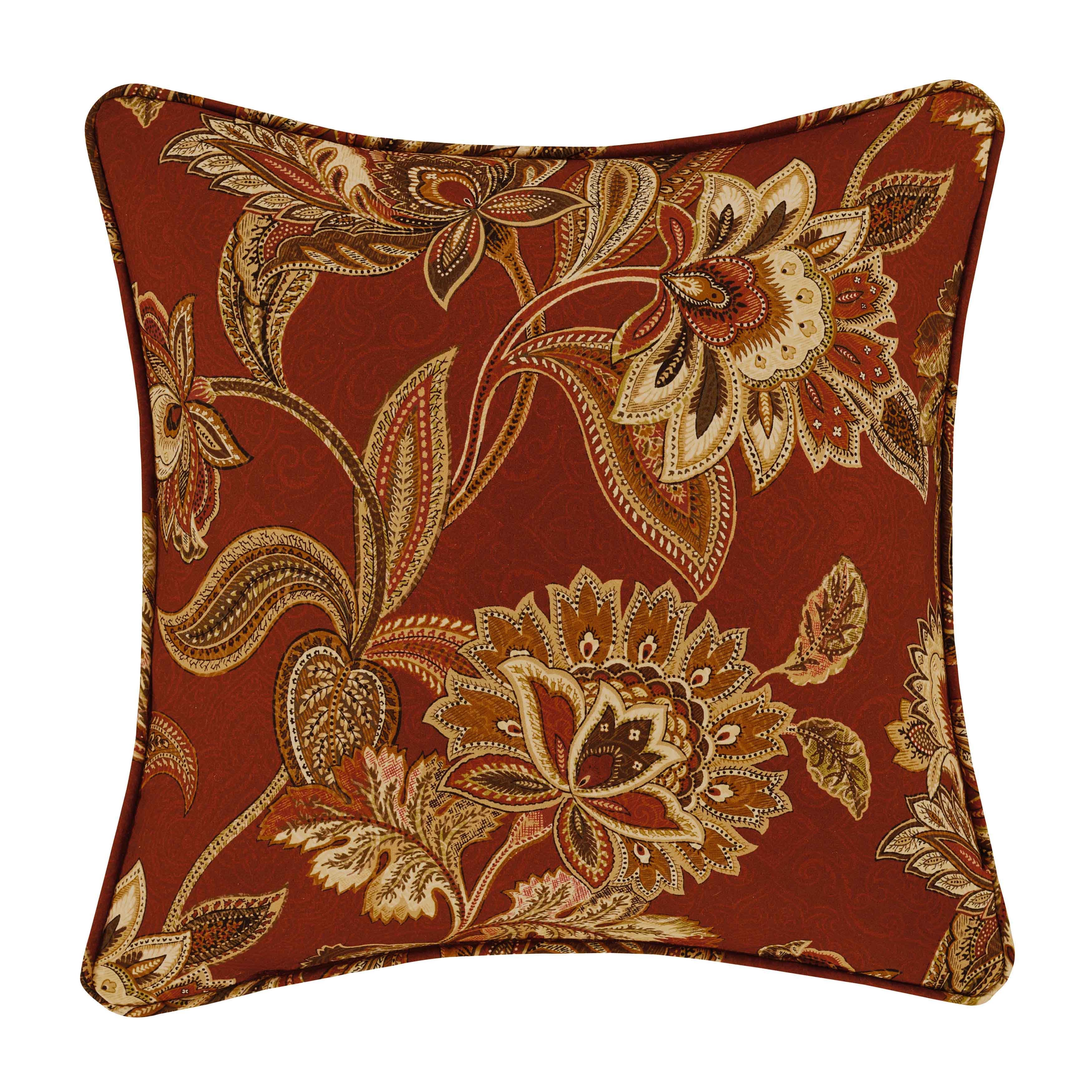 Montecito Red Square Decorative Throw Pillow 16" x 16" Throw Pillows By J. Queen New York