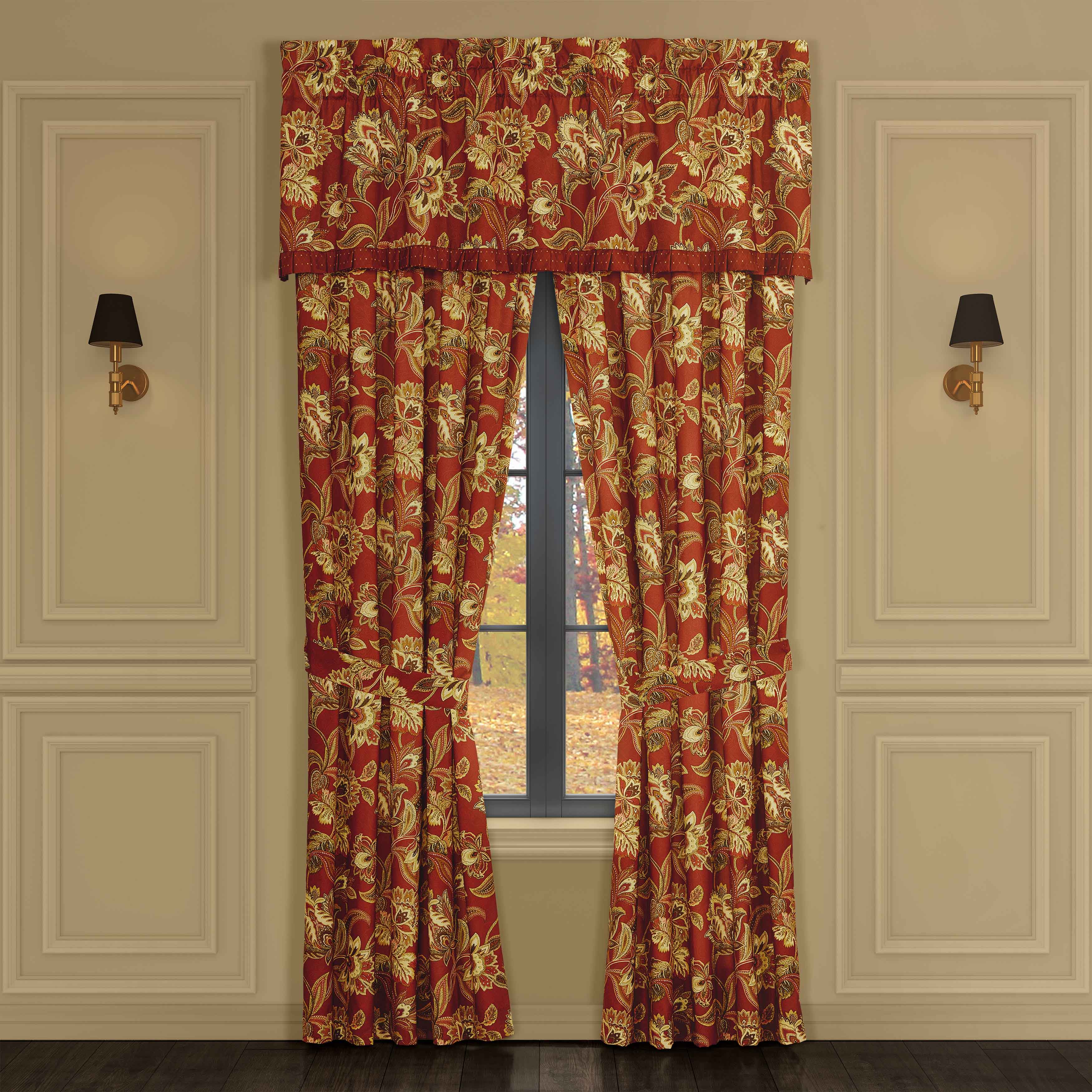 Montecito Red Straight Window Valance- Window Valances By J. Queen New York