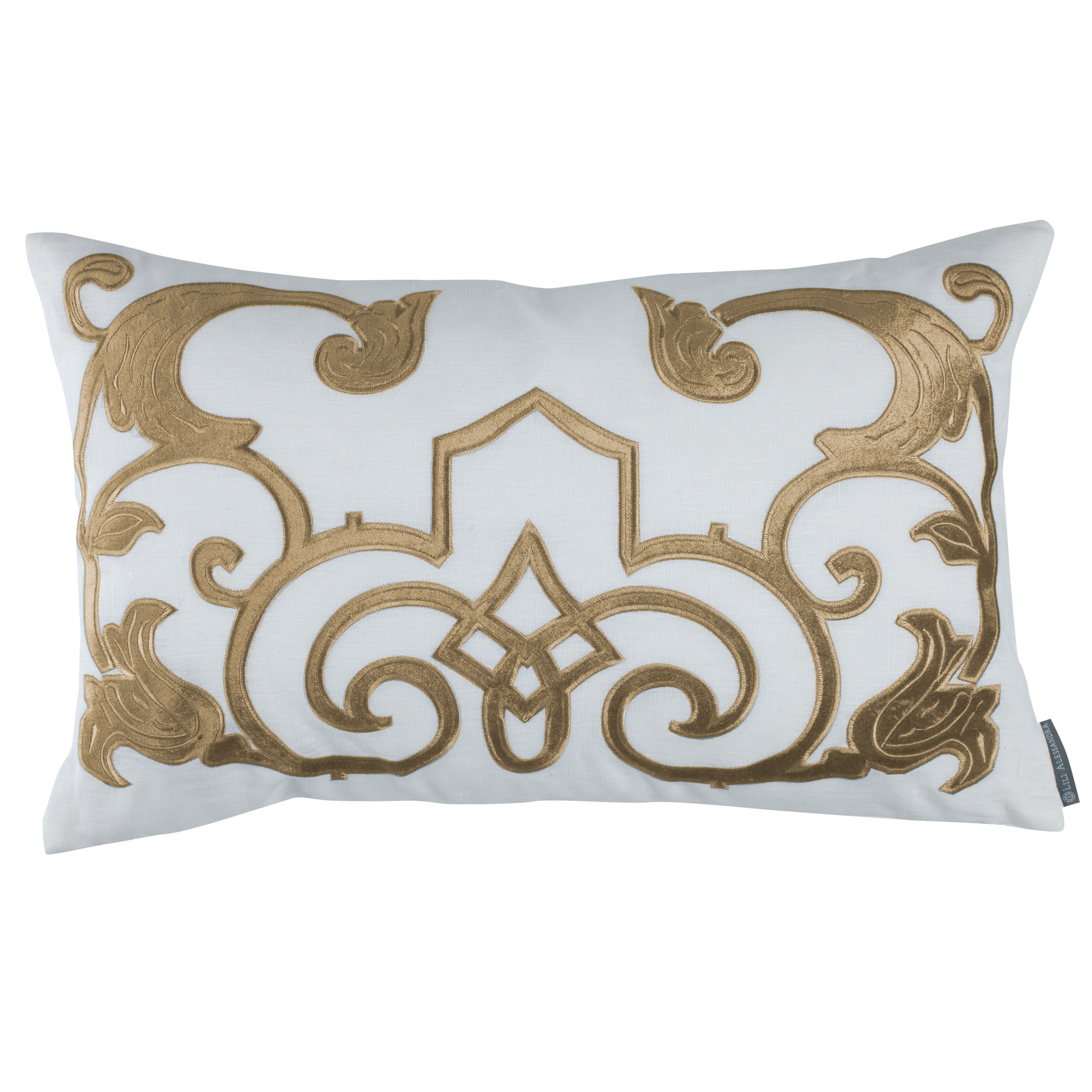 Mozart White Linen Straw Velvet Mozart Small Rectangle Pillow Throw Pillows By Lili Alessandra