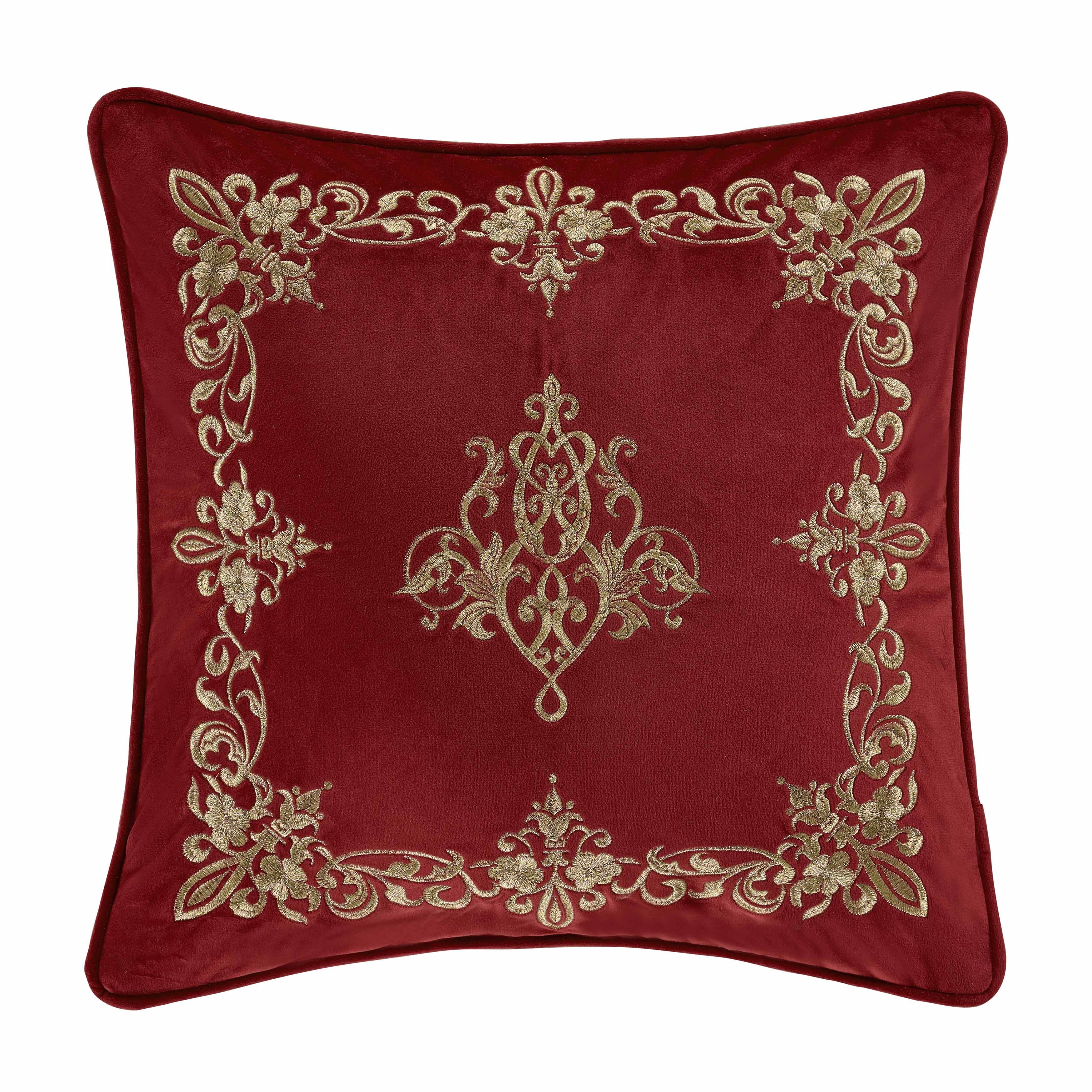 Noelle Crimson Square Decorative Throw Pillow 18" x 18" Throw Pillows By J. Queen New York