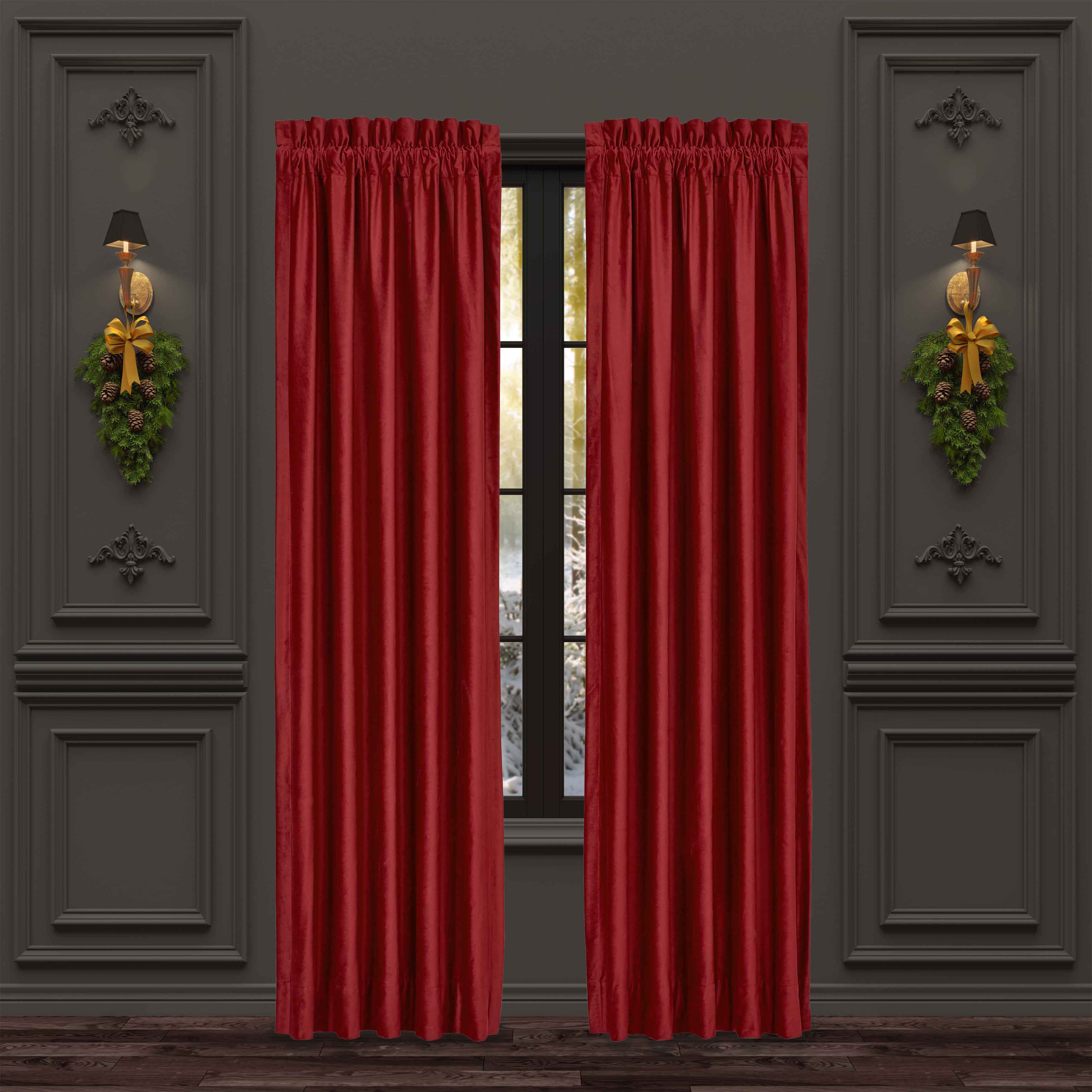 Noelle Crimson Window Panel Pair (Set of 2) Window Panels By J. Queen New York