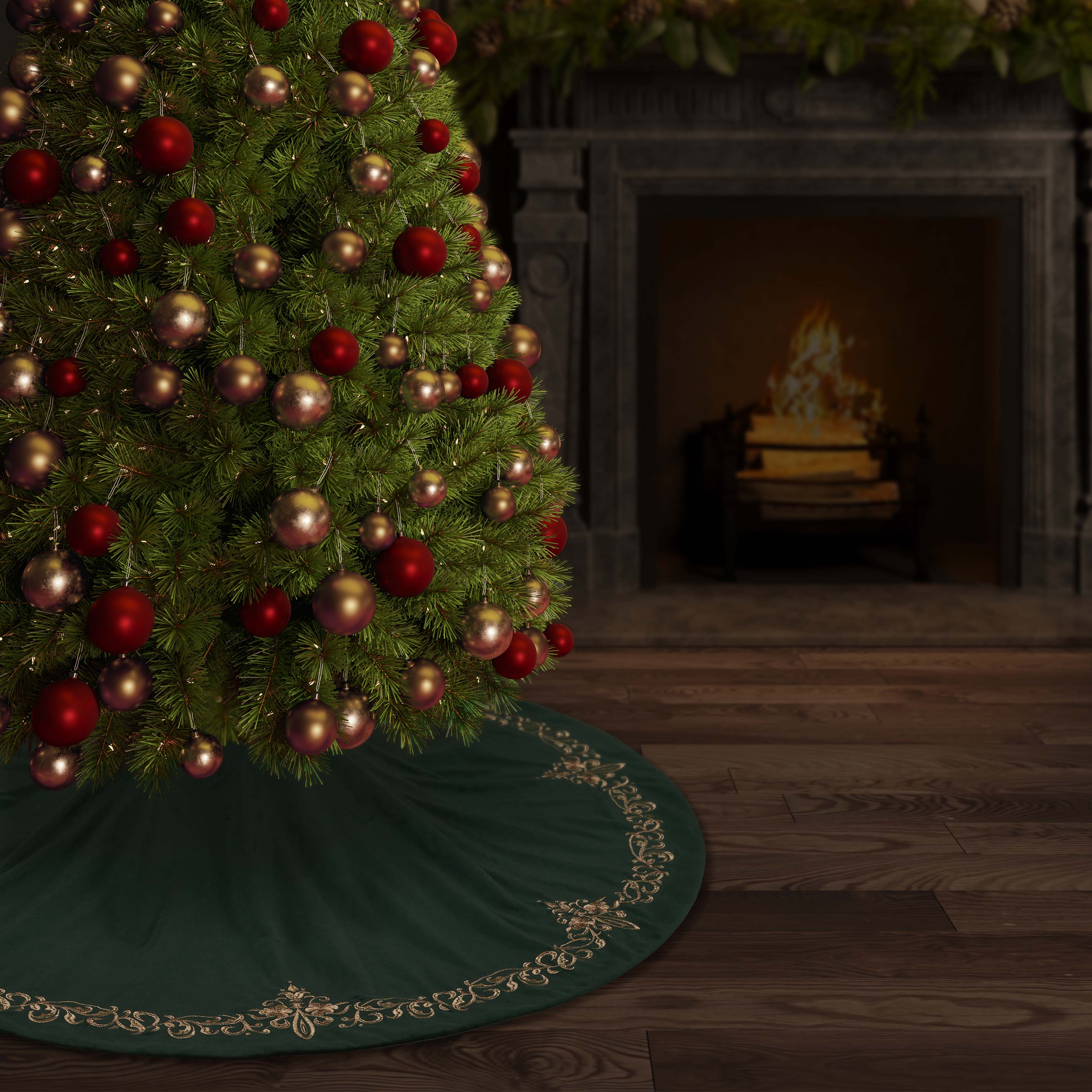 Noelle Evergreen Christmas Tree Skirt Christmas Tree Skirt By J. Queen New York