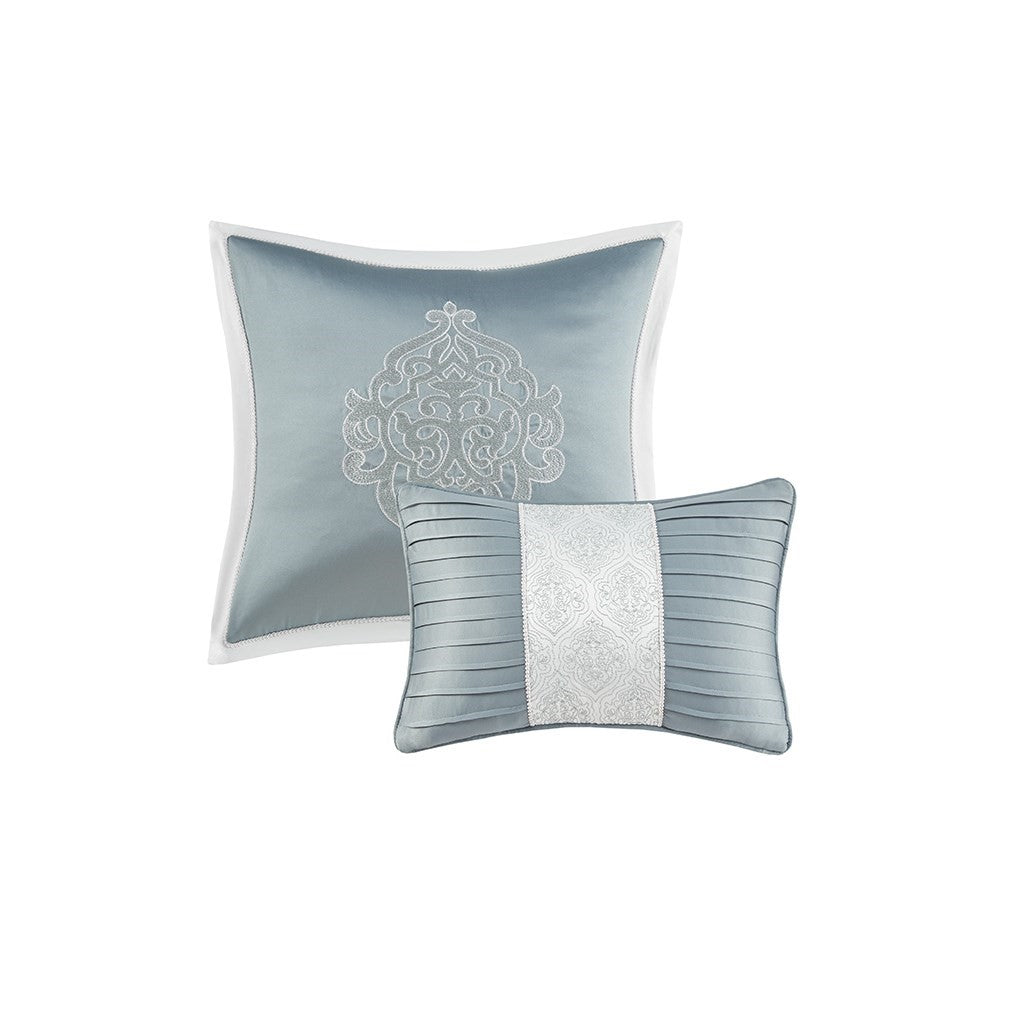 Odette Aqua 8-Piece Jacquard Comforter Set Comforter Sets By JLA HOME/Olliix (E & E Co., Ltd)