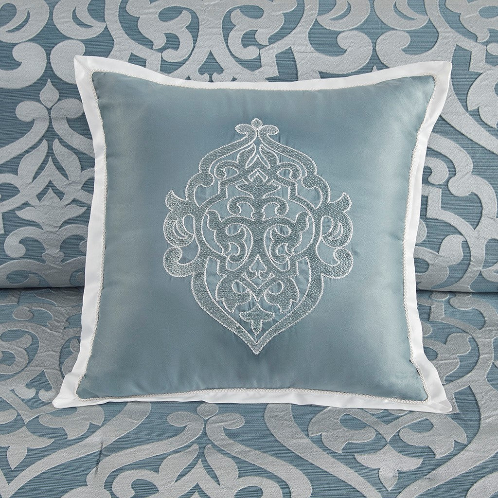 Odette Aqua 8-Piece Jacquard Comforter Set Comforter Sets By JLA HOME/Olliix (E & E Co., Ltd)