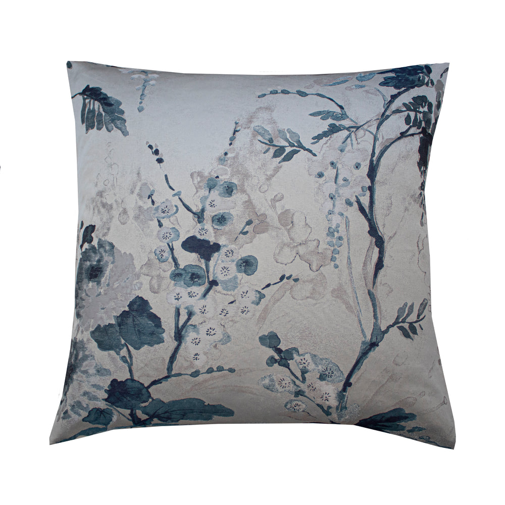 Jardin Fleur Silver Square Decorative Throw Pillow 22" x 22" Throw Pillows By Ann Gish