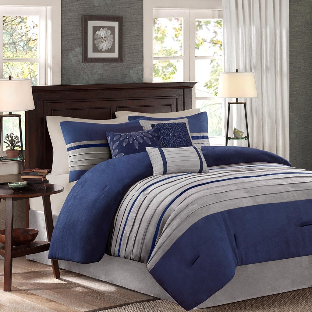 Palmer Blue 7-Piece Comforter Set Comforter Sets By JLA HOME/Olliix (E & E Co., Ltd)