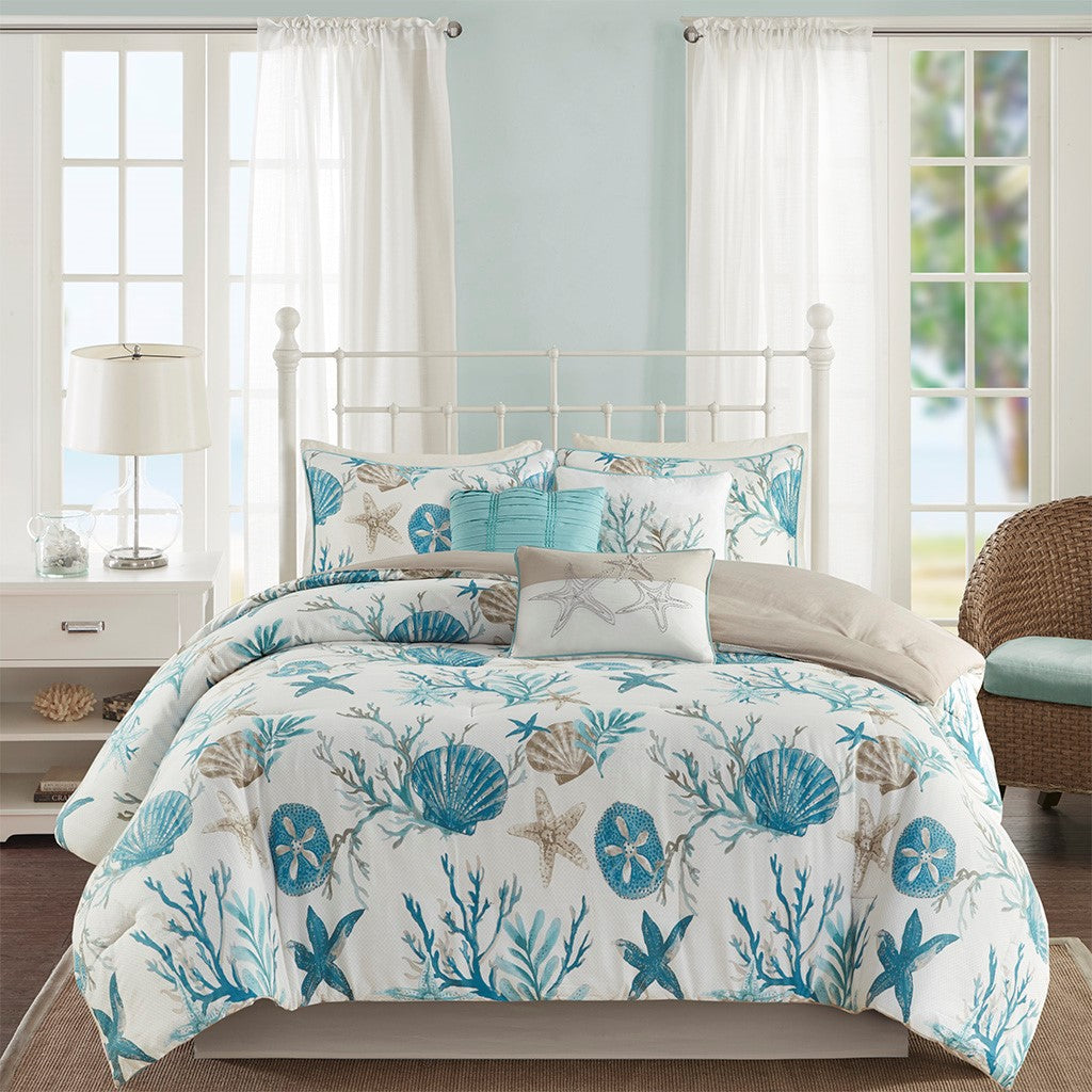 Pebble Beach Aqua 7-Piece Comforter Set Comforter Sets By JLA HOME/Olliix (E & E Co., Ltd)