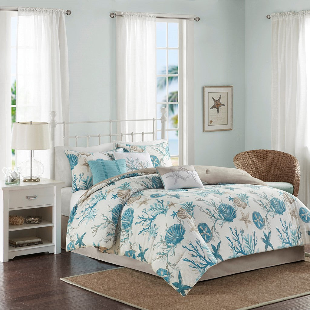 Pebble Beach Aqua 7-Piece Comforter Set Comforter Sets By JLA HOME/Olliix (E & E Co., Ltd)