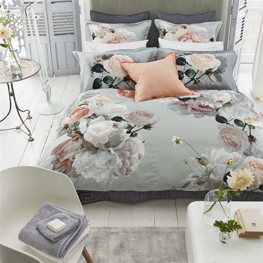 Peonia Grande Zinc Duvet Cover Duvet Covers By Designers Guild