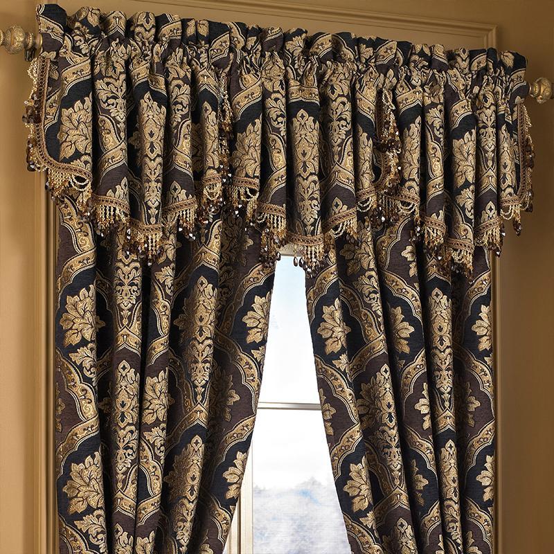 Reilly Black Ascot Window Valance By J Queen- Window Valances By J. Queen New York