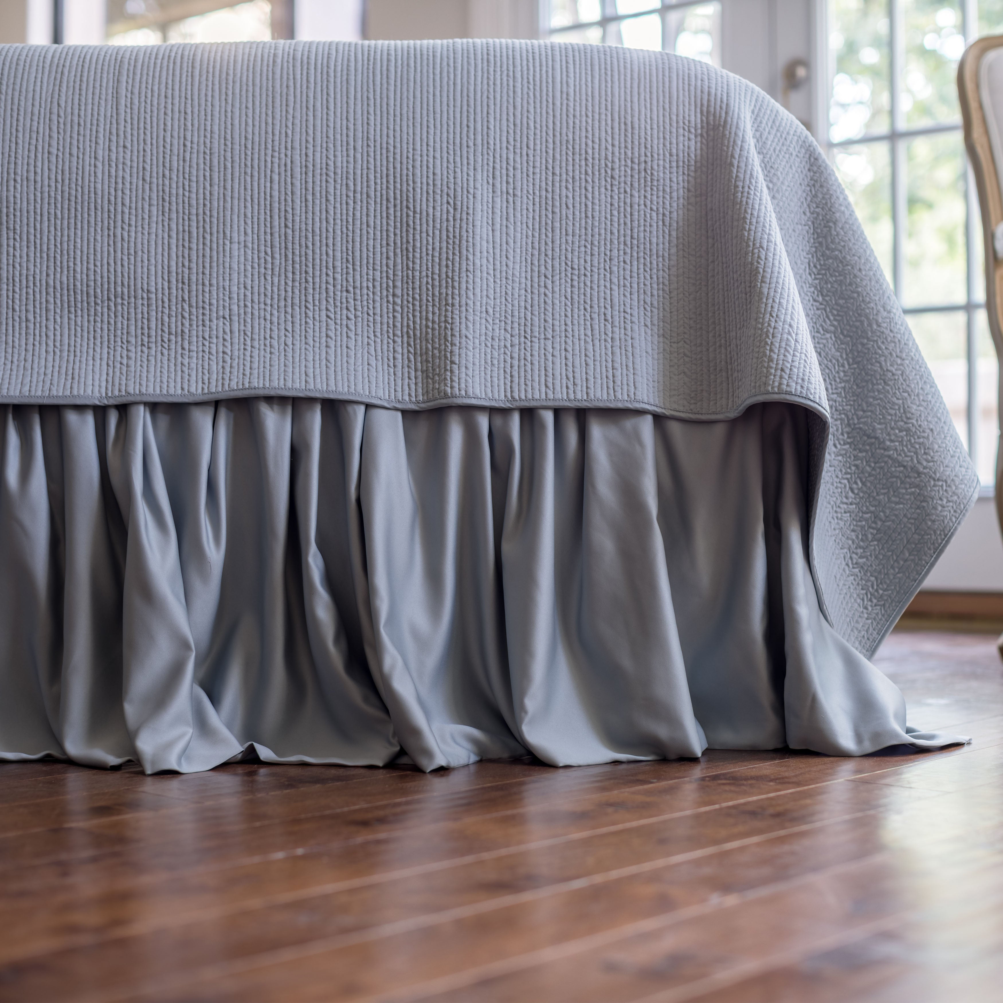 Retro Blue S&S 3-Panel Bedskirt Bedskirt By Lili Alessandra