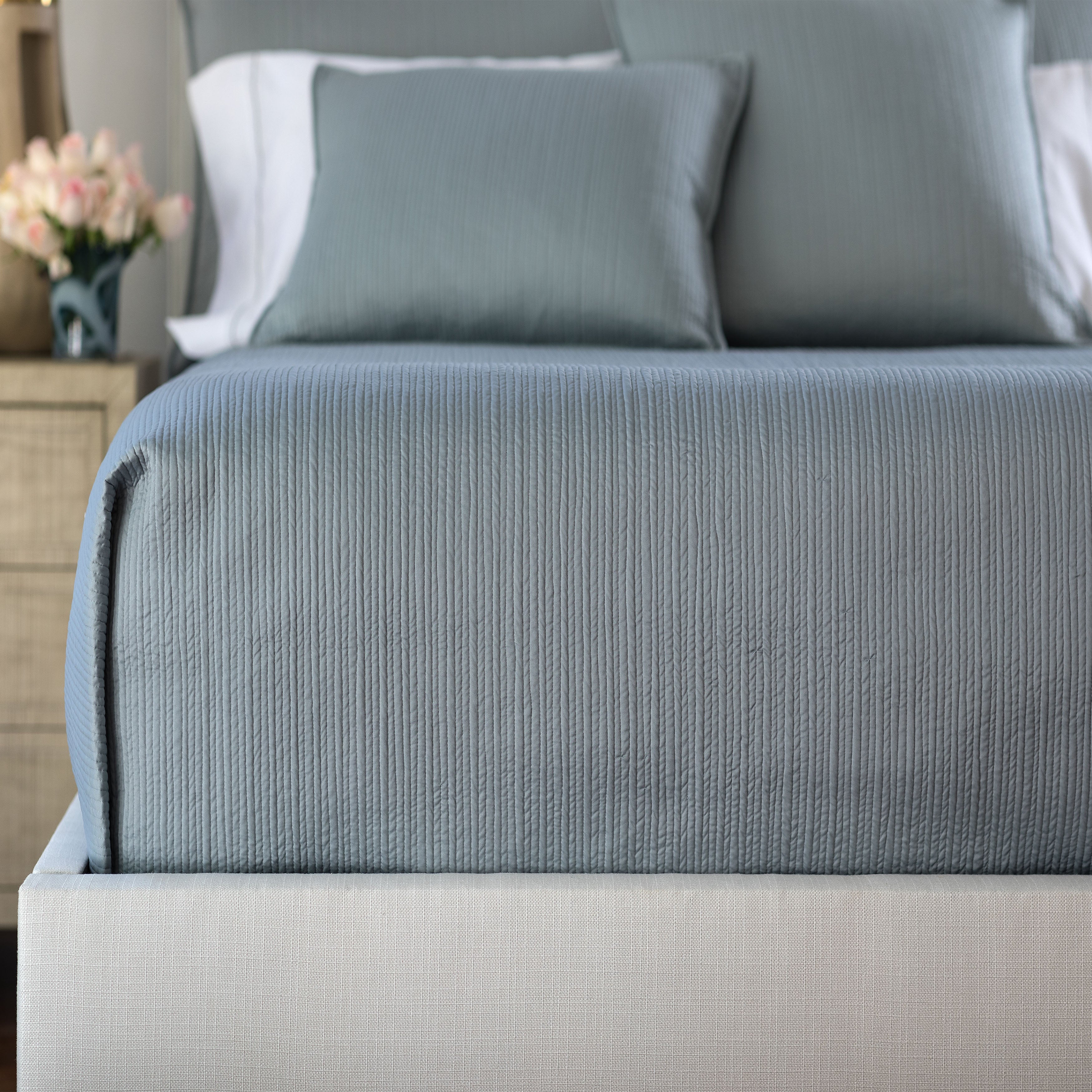 Retro Blue S&S Quilted Coverlet Coverlet By Lili Alessandra