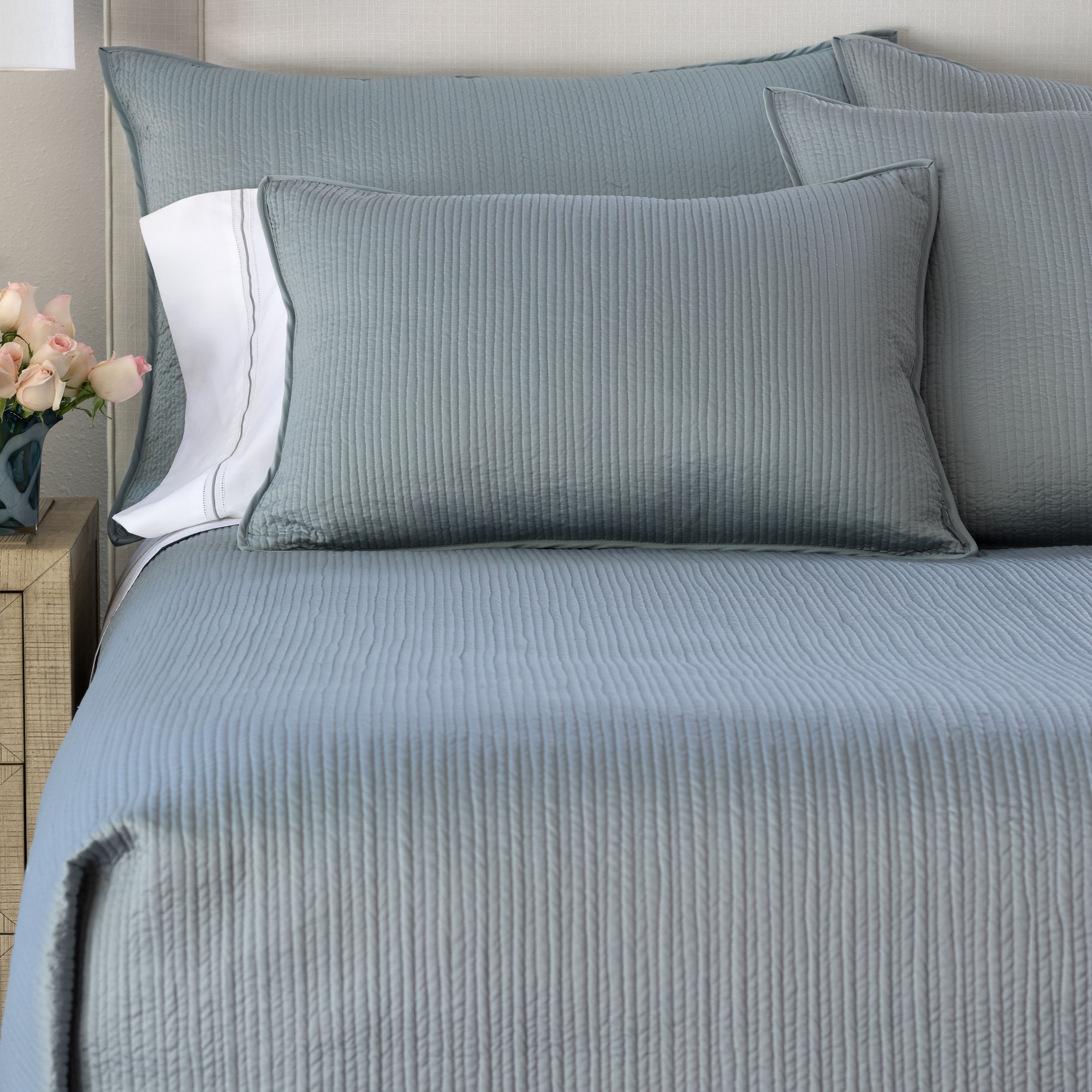 Retro Blue S&S Quilted Coverlet Coverlet By Lili Alessandra