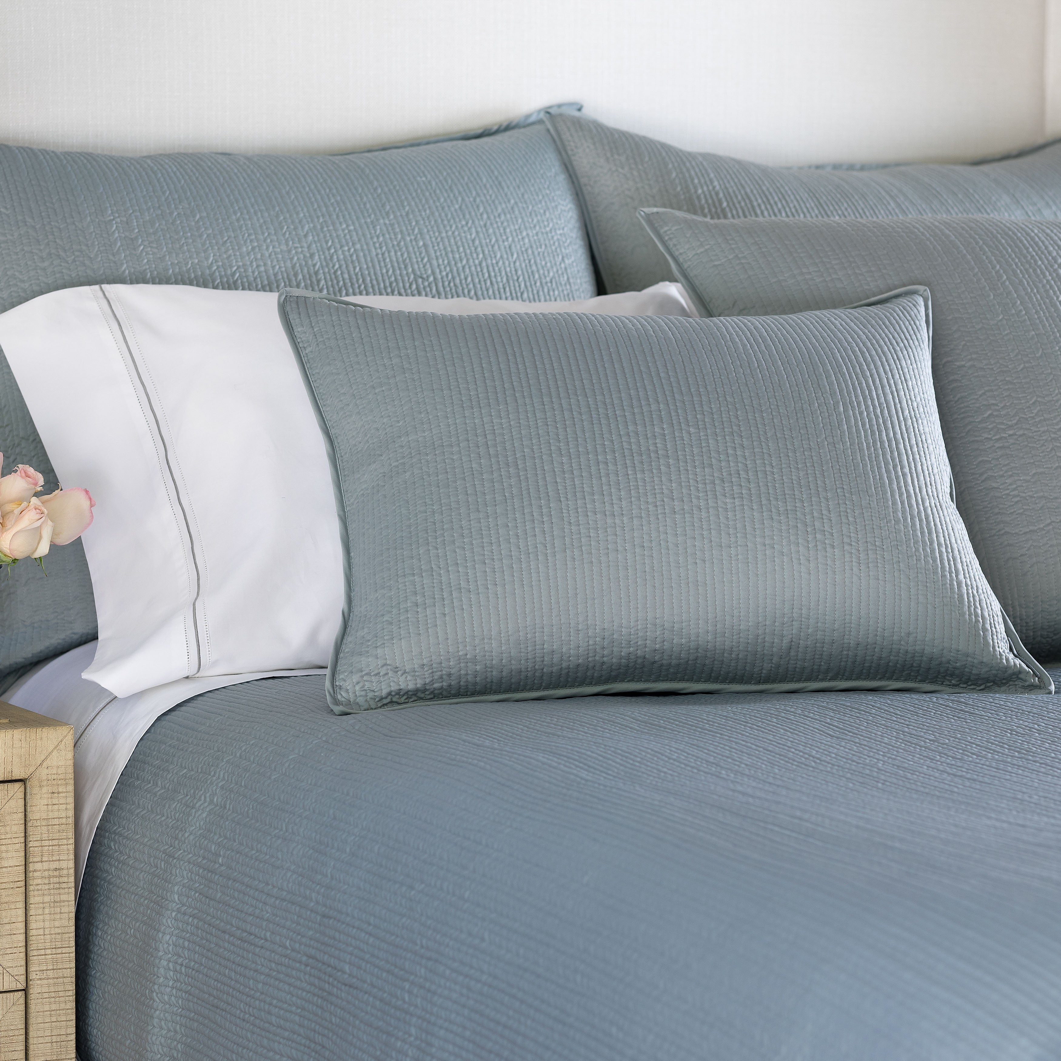 Retro Blue S&S Quilted Coverlet Coverlet By Lili Alessandra