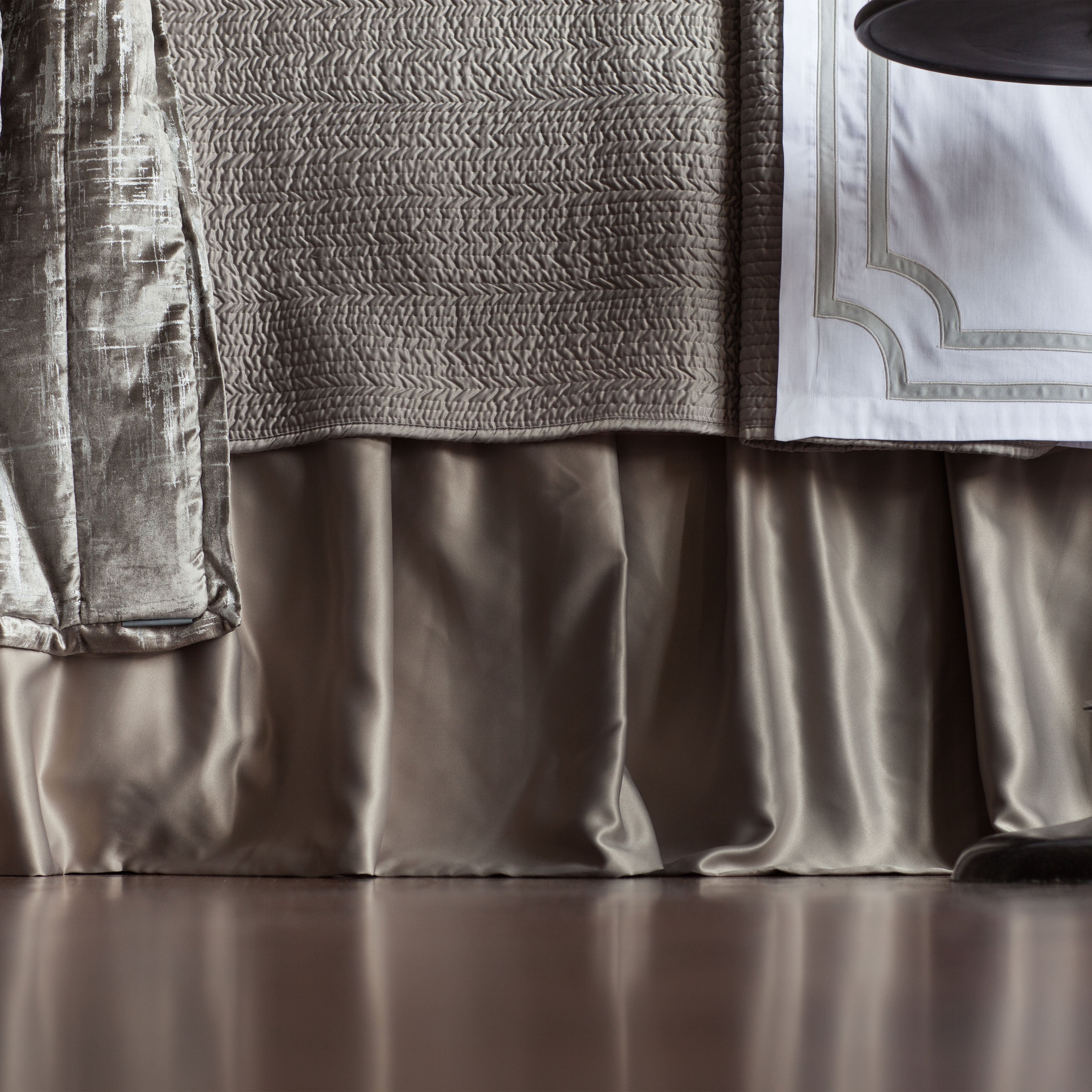 Retro Pewter S&S 3-Panel Bedskirt Bedskirt By Lili Alessandra