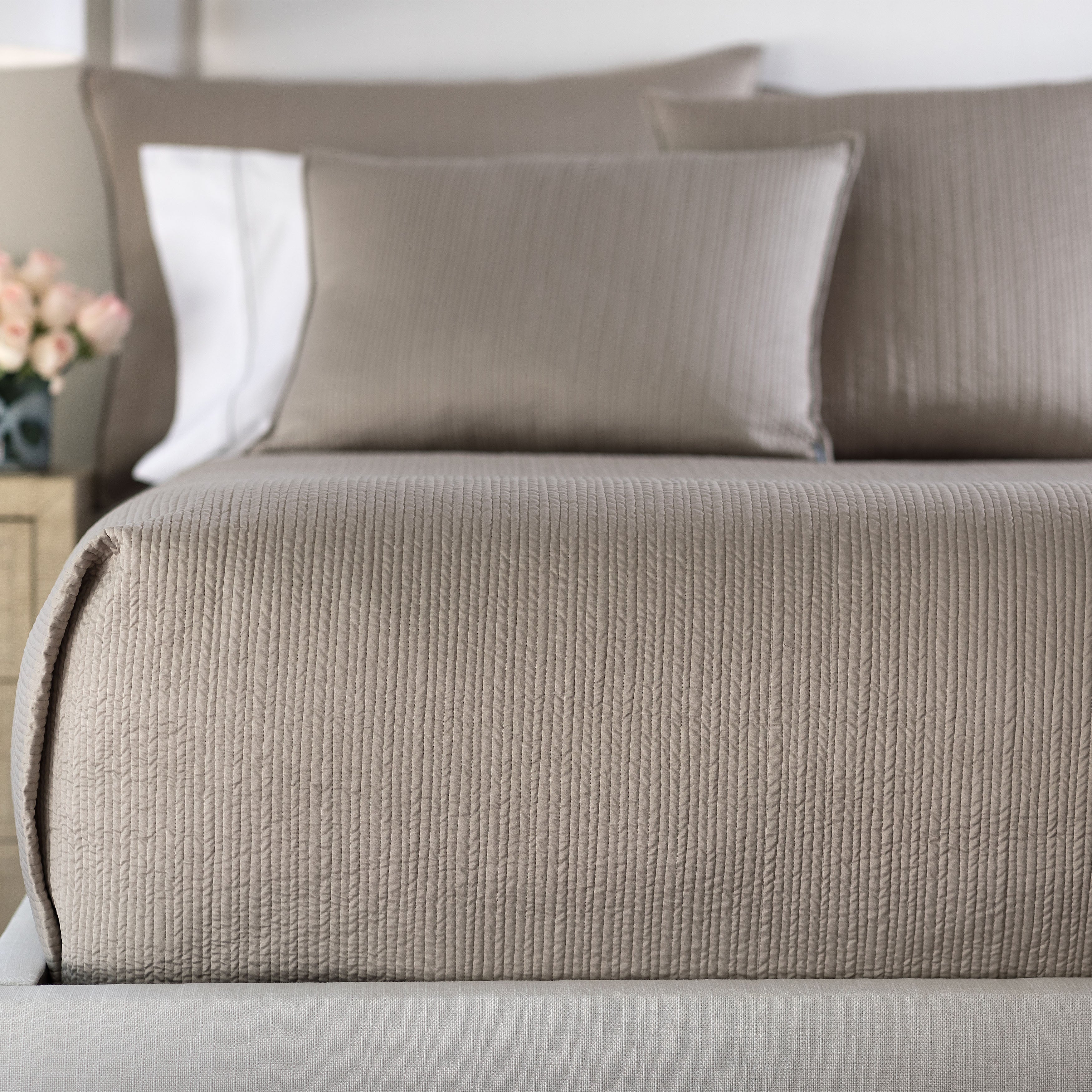 Retro Taupe S&S Quilted Coverlet Coverlet By Lili Alessandra