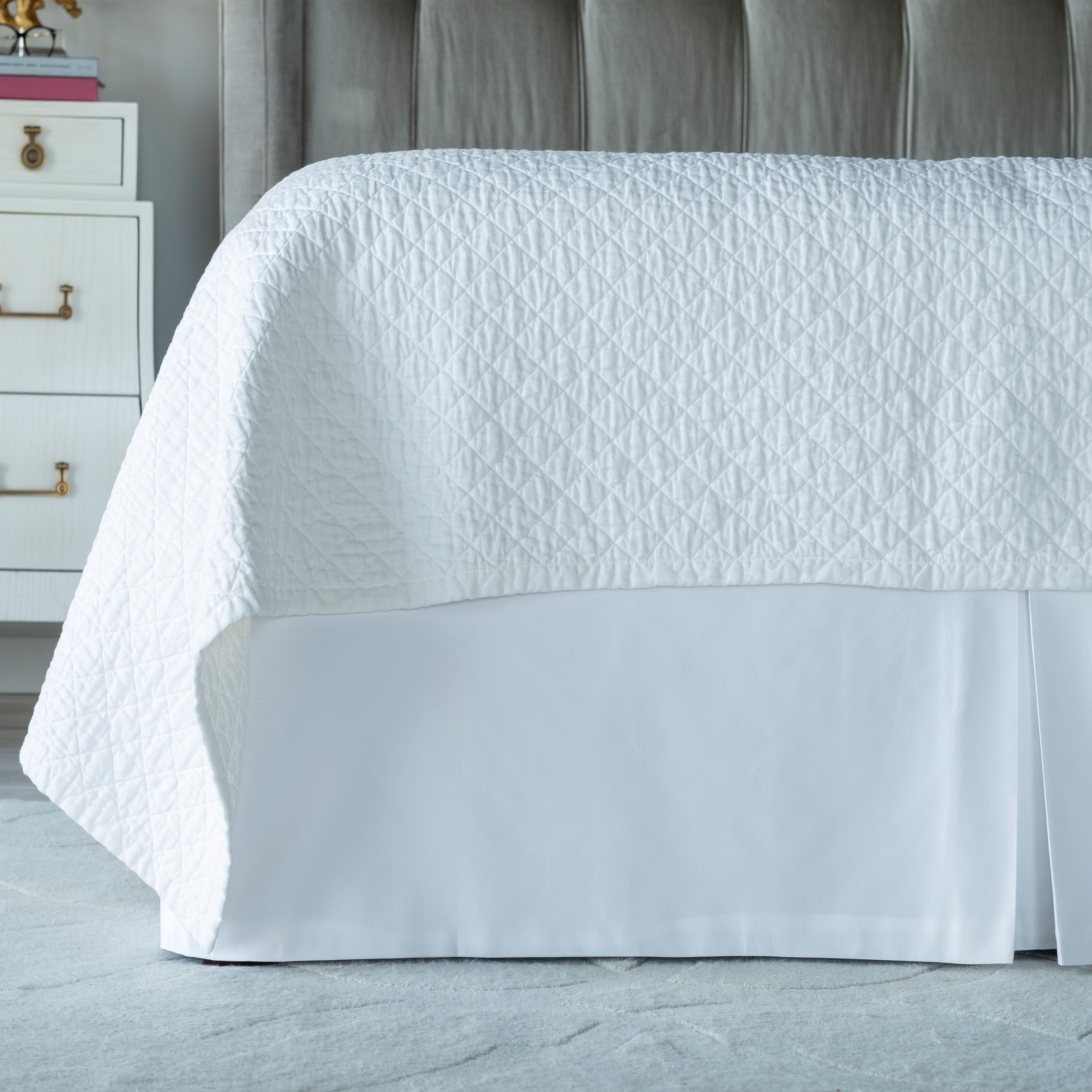Retro White Cotton 3-Panel Bedskirt Bedskirt By Lili Alessandra